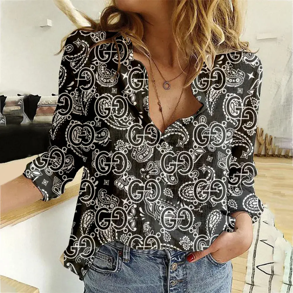 Gucci Paisley Monogram Black White Graphic Shirt 2025