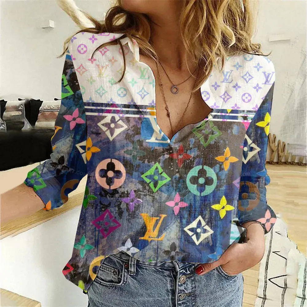 Louis Vuitton Multicolor Monogram Blue White Graphic Shirt 2025
