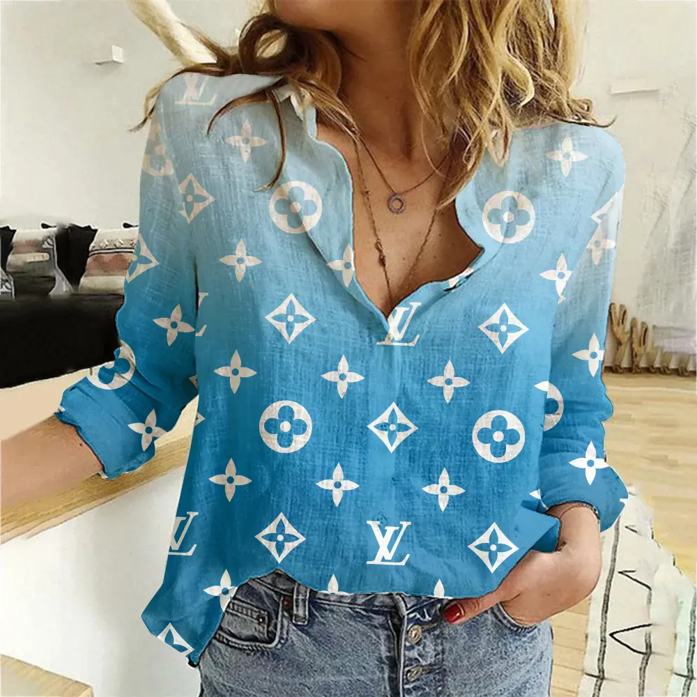 Louis Vuitton Blue Gradient Monogram Graphic Shirt 2025