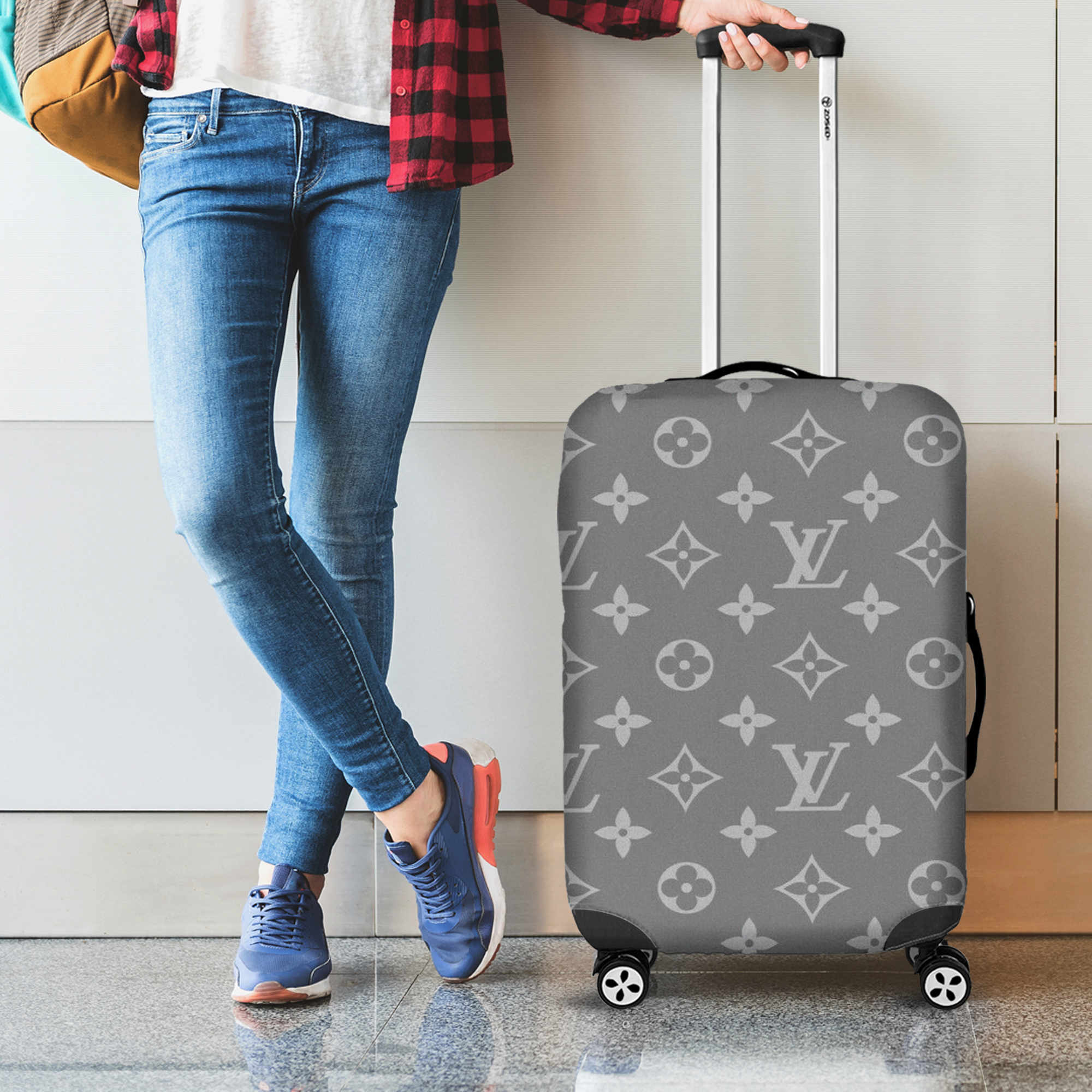 Louis Vuitton Grey Minimal Monogram Luggage Cover Travel Aesthetic
