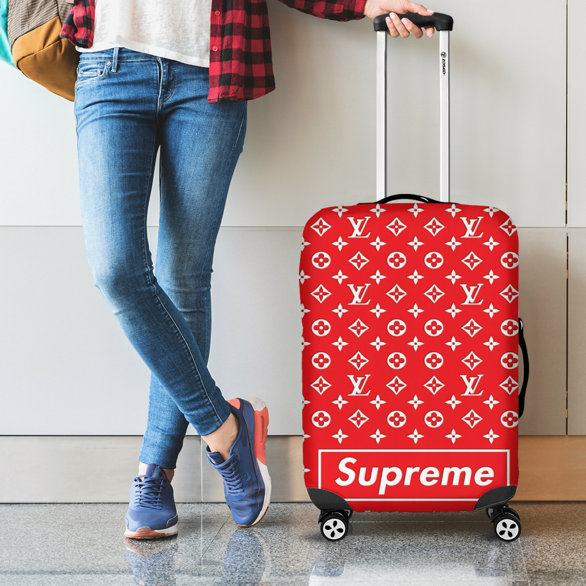Red Streetwear Monogram Luggage Cover Luxury Travel Hype Style