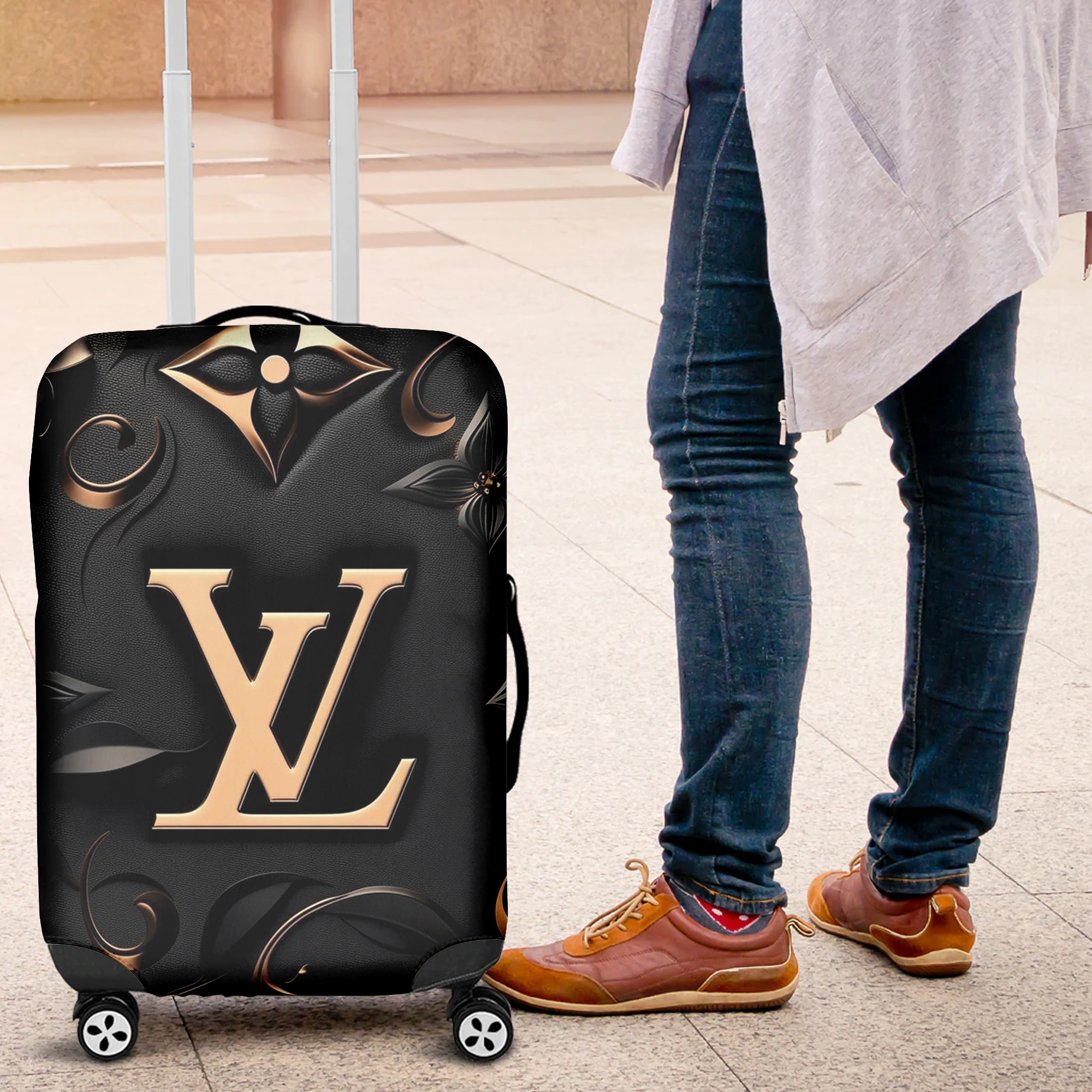 Louis Vuitton Black Gold Monogram Luggage Cover Luxury Travel Gift