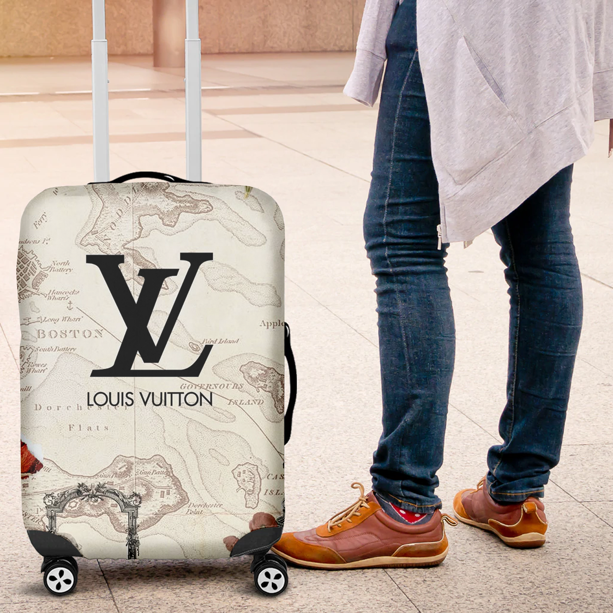 Louis Vuitton Vintage Map Luggage Cover Luxury Travel Aesthetic Gift