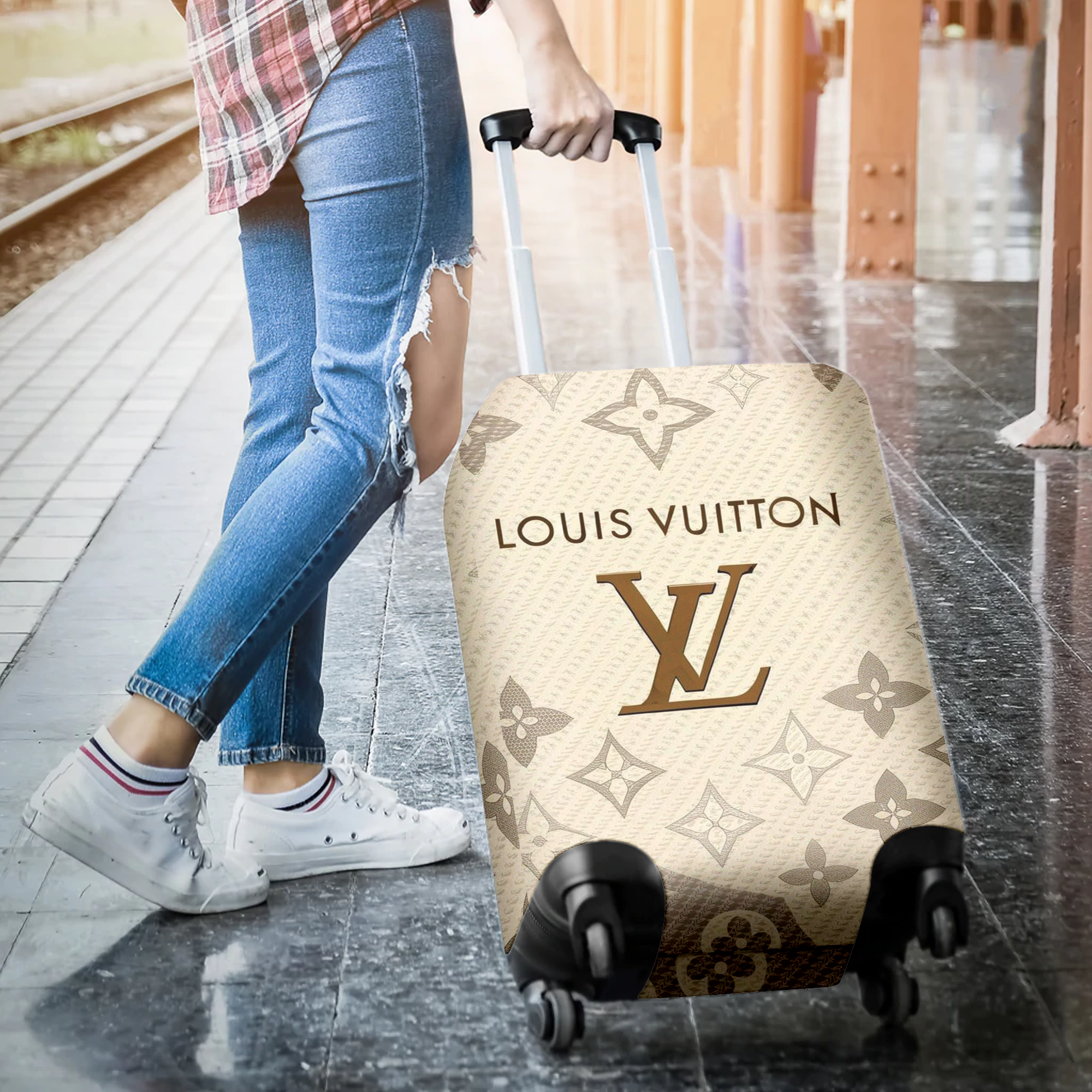 Louis Vuitton Beige Monogram Luggage Cover Quiet Luxury Travel Gift