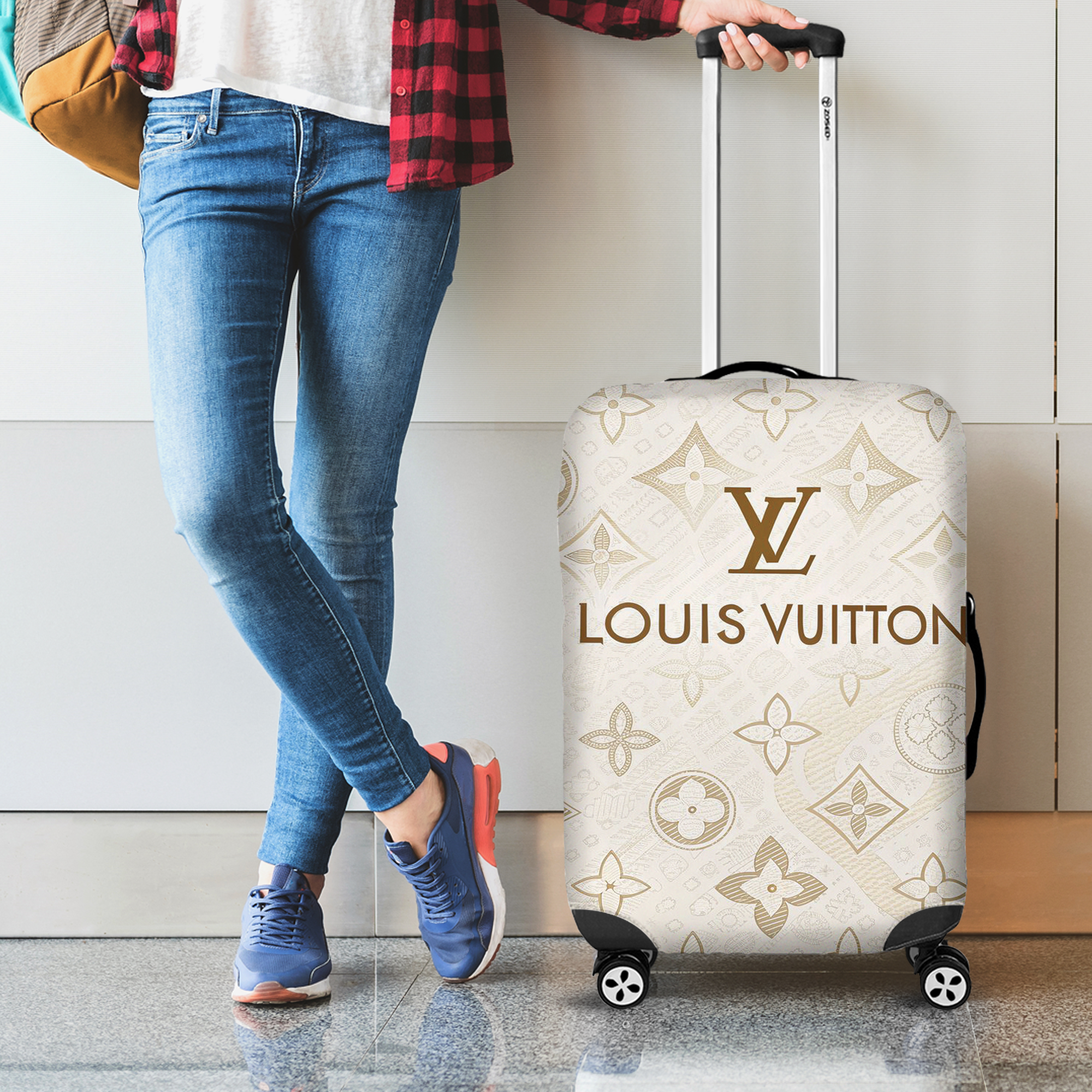 Louis Vuitton Gold Beige Monogram Luggage Cover Luxury Travel Gift