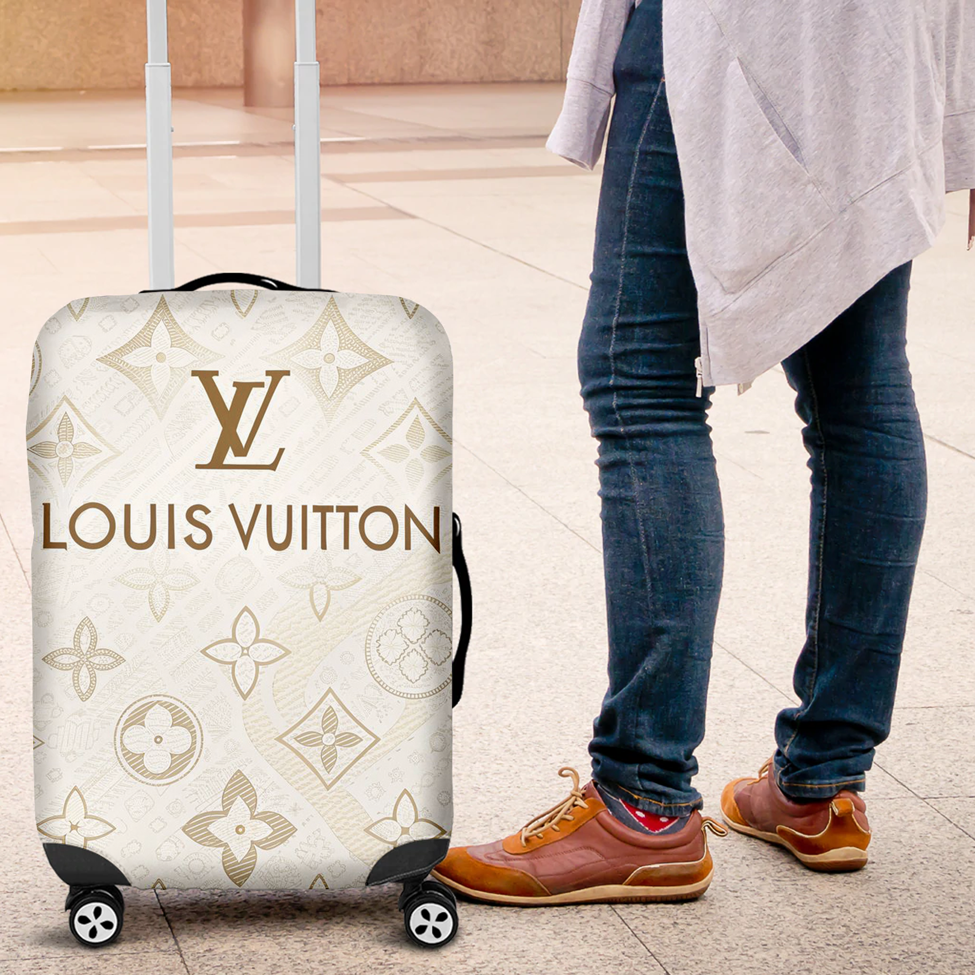 Louis Vuitton Gold Beige Monogram Luggage Cover Luxury Travel Gift