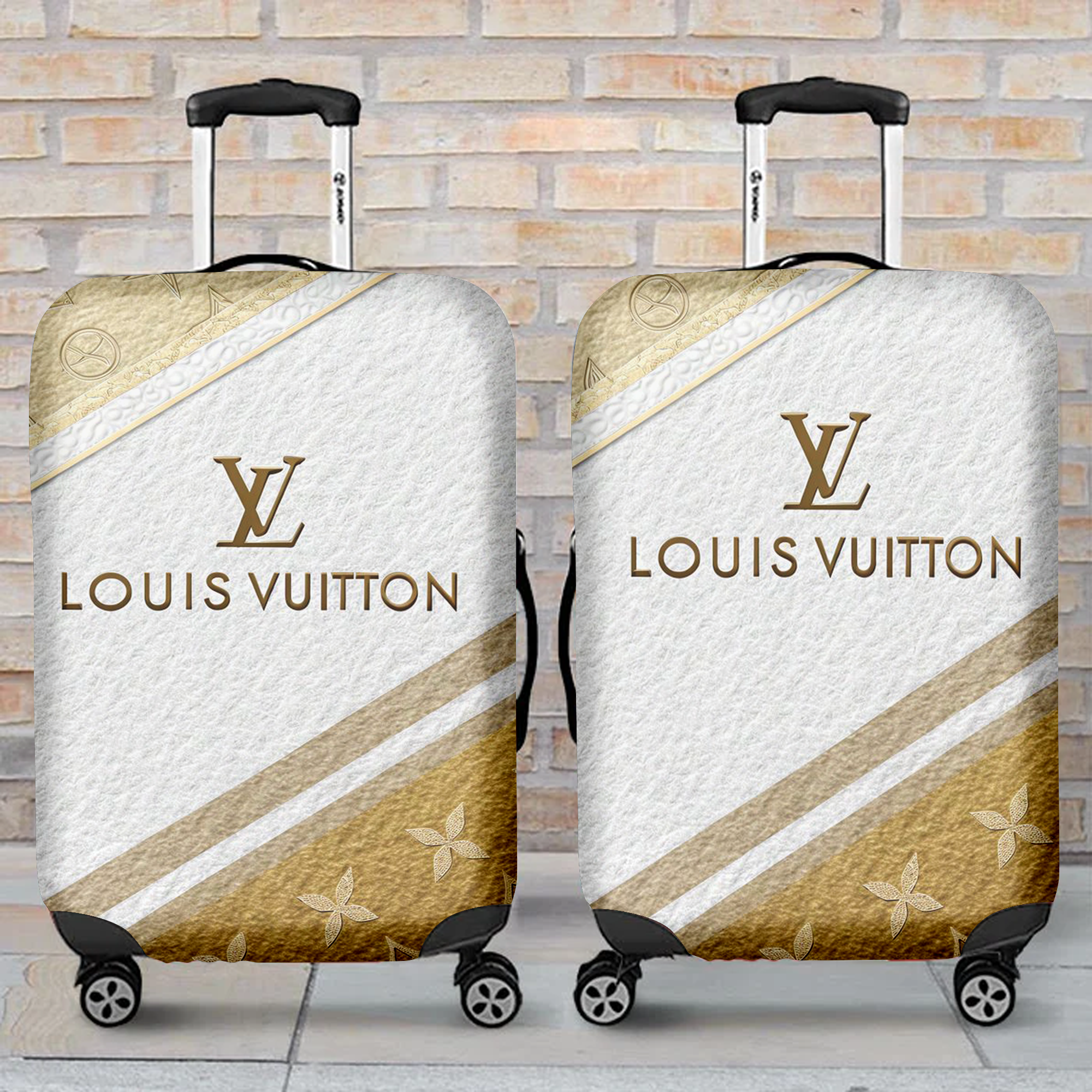 Louis Vuitton Cream Gold Diagonal Luggage Cover Luxury Travel Gift