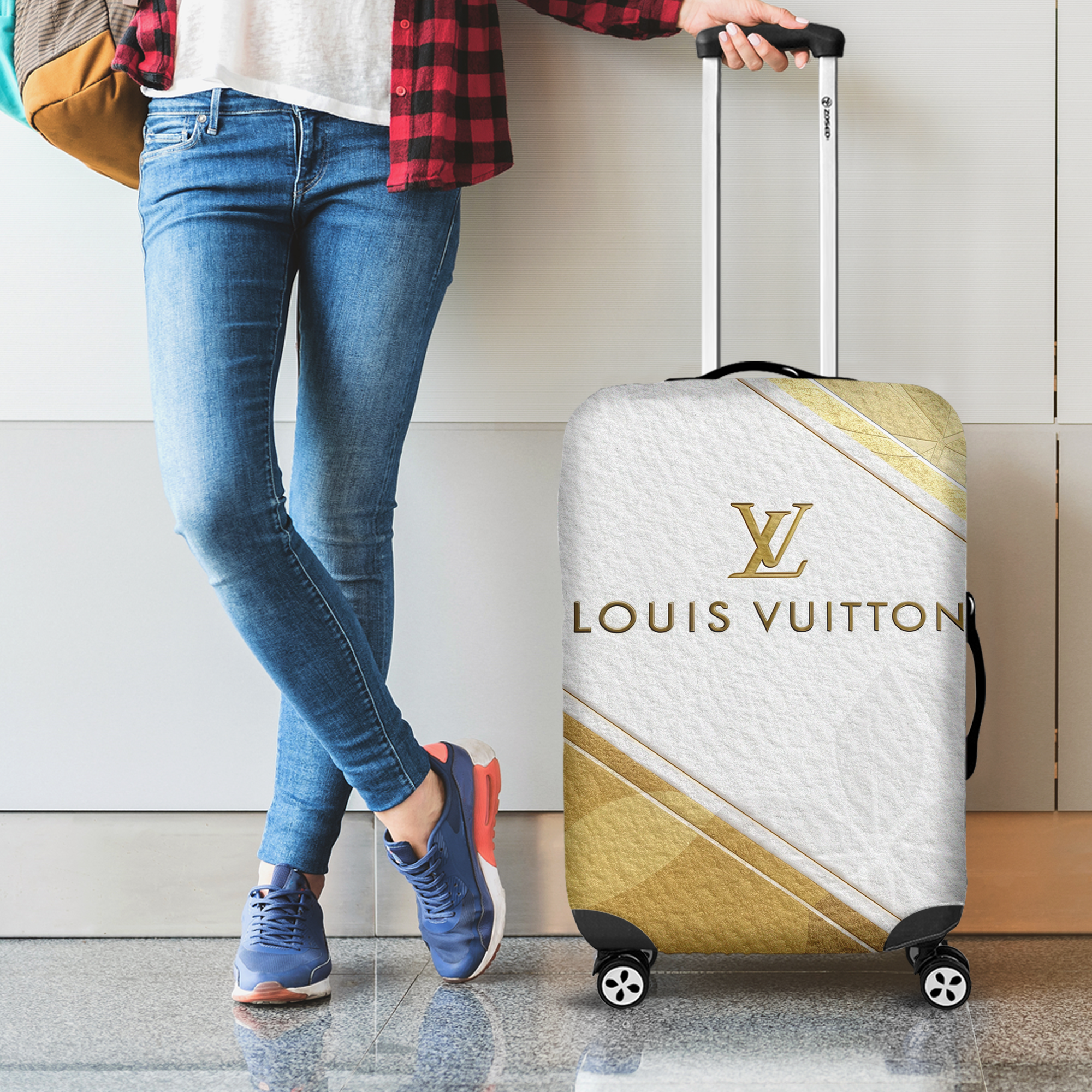 Louis Vuitton White Gold Minimalist Luggage Cover Luxury Travel Gift