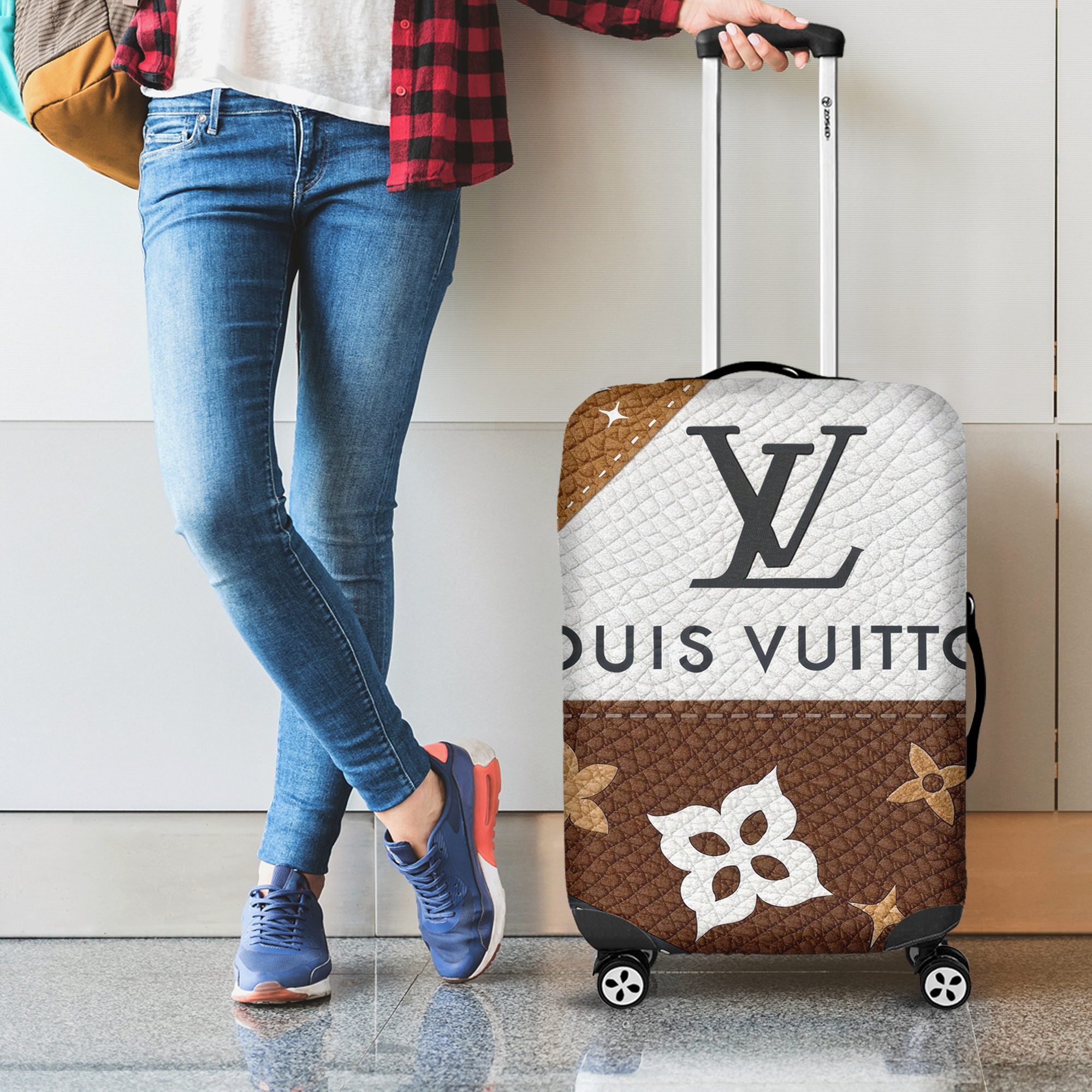 Louis Vuitton Brown Leather Patchwork Luggage Cover Luxury Gift