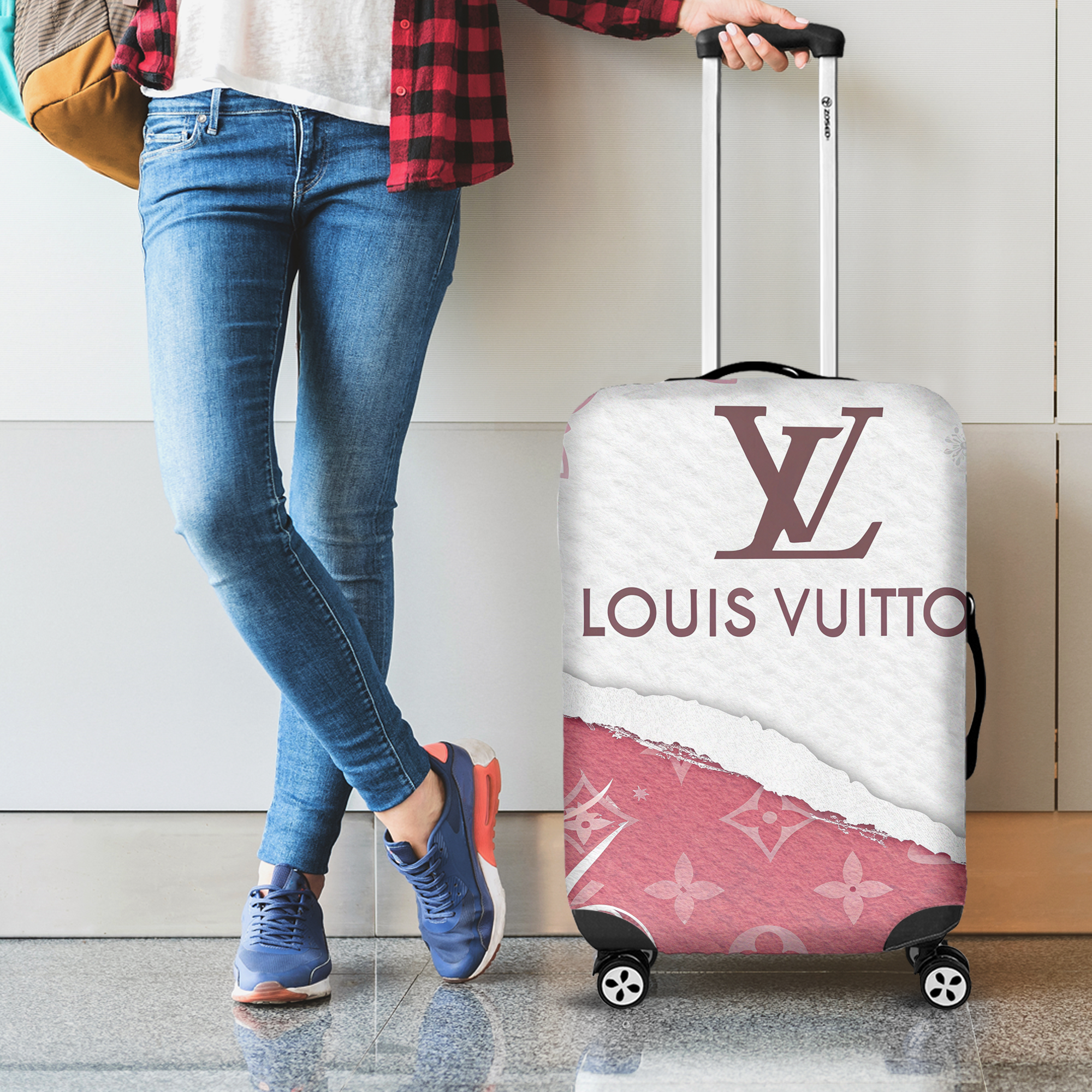 Louis Vuitton Pink White Monogram Luggage Cover Luxury Travel Gift