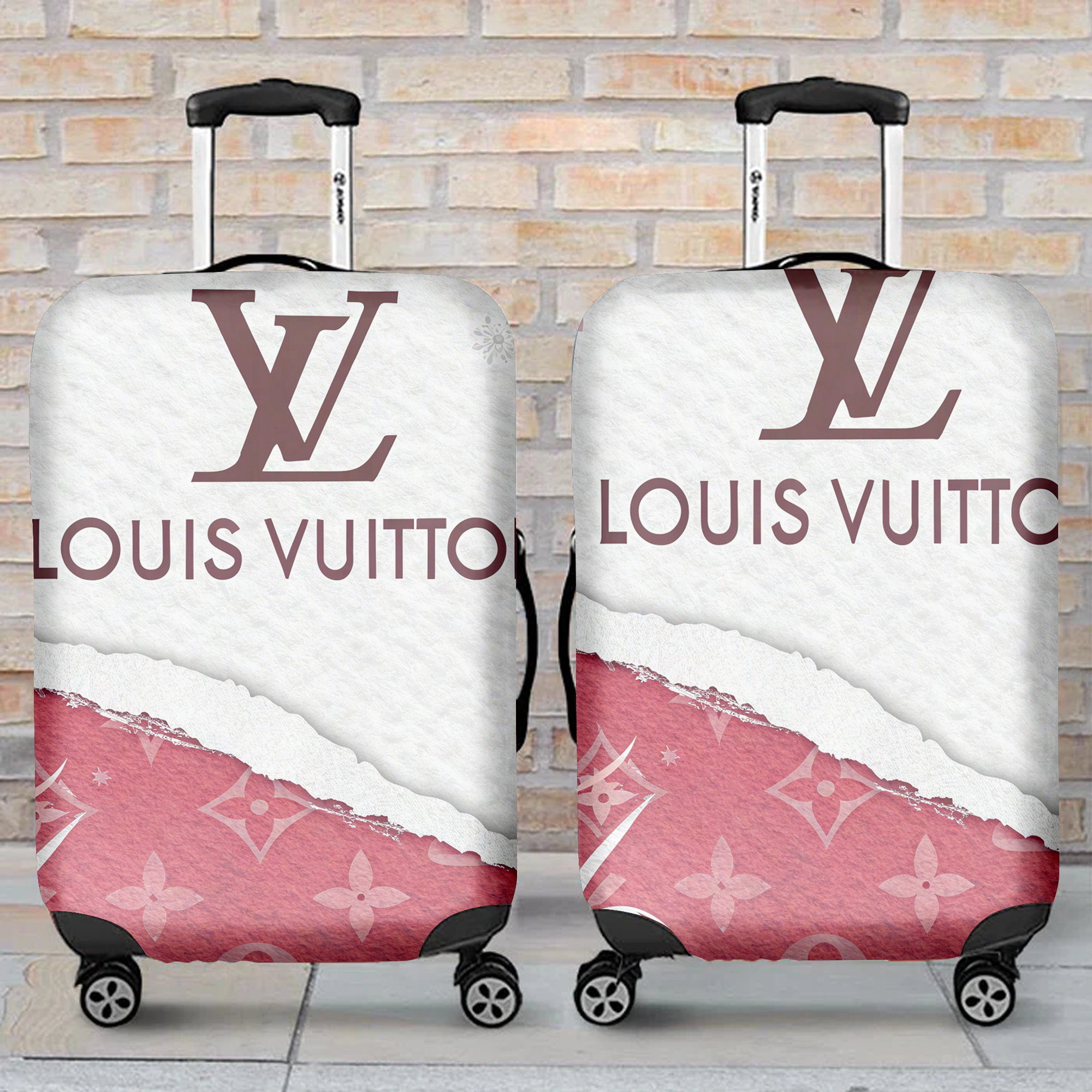 Louis Vuitton Pink White Monogram Luggage Cover Luxury Travel Gift