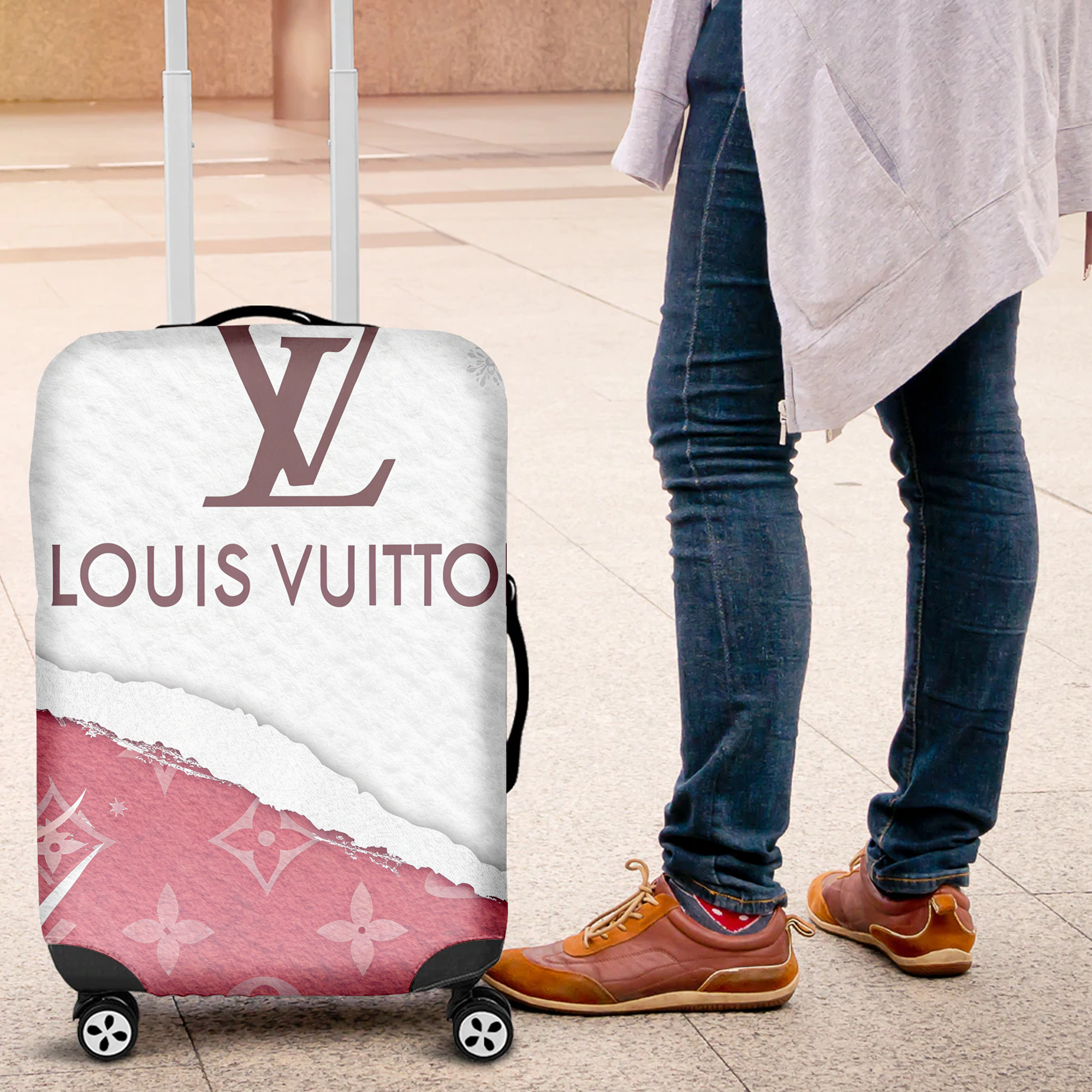Louis Vuitton Pink White Monogram Luggage Cover Luxury Travel Gift