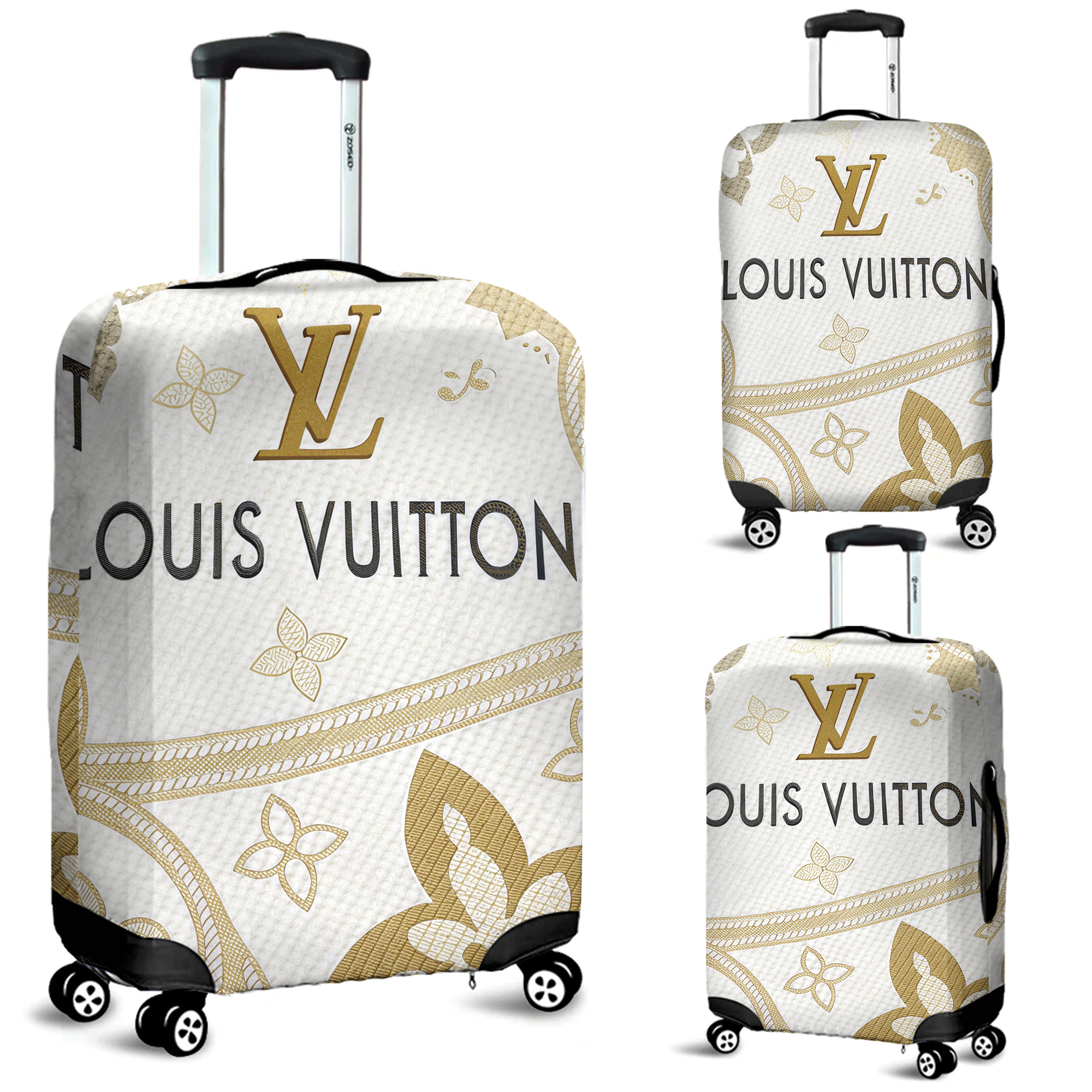 Louis Vuitton Ivory Gold Monogram Luggage Cover Elegant Travel Gift