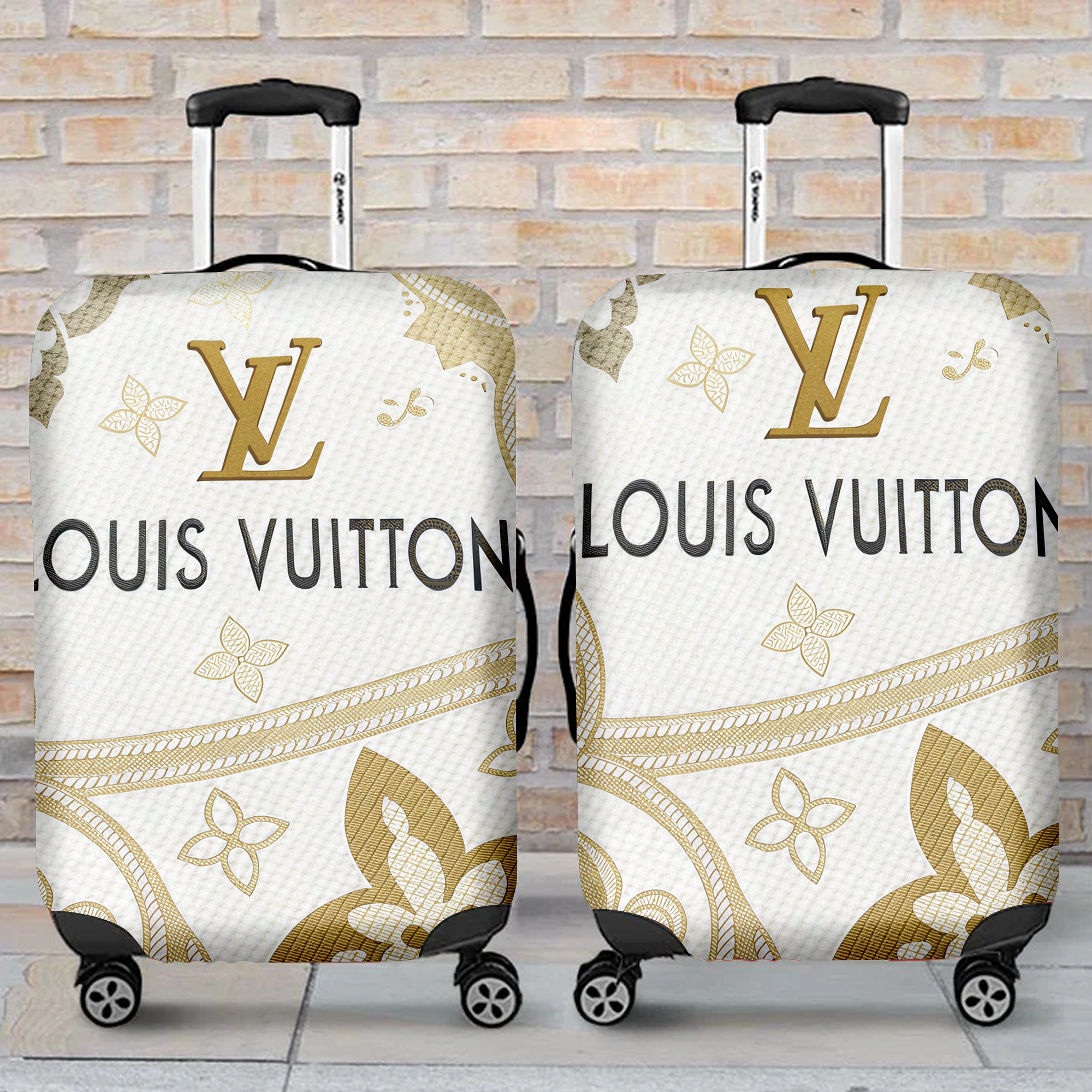Louis Vuitton Ivory Gold Monogram Luggage Cover Elegant Travel Gift
