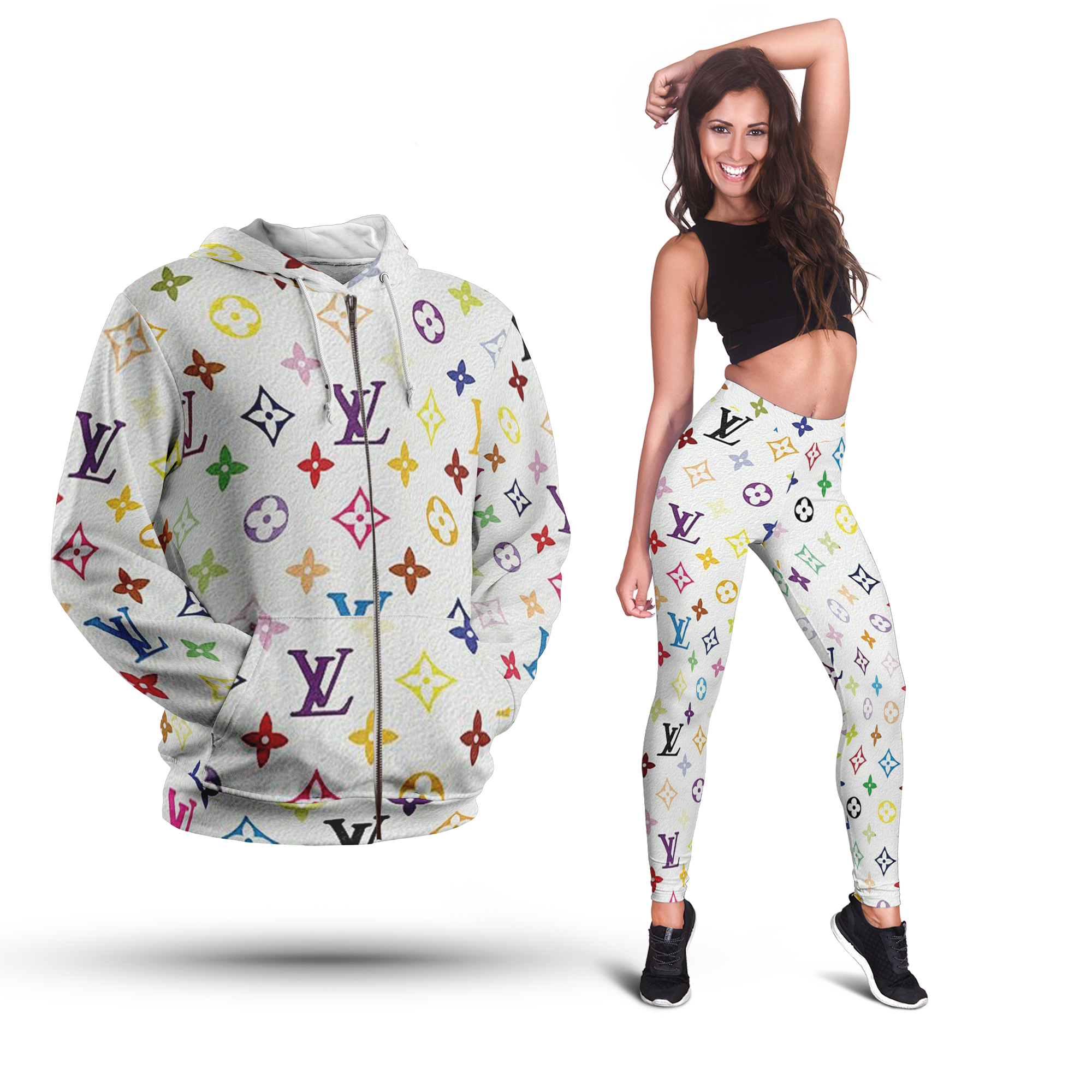 Bold Luxe Aesthetic Zip Hoodie & Leggings Set – Viral Streetwear Outfit for Women