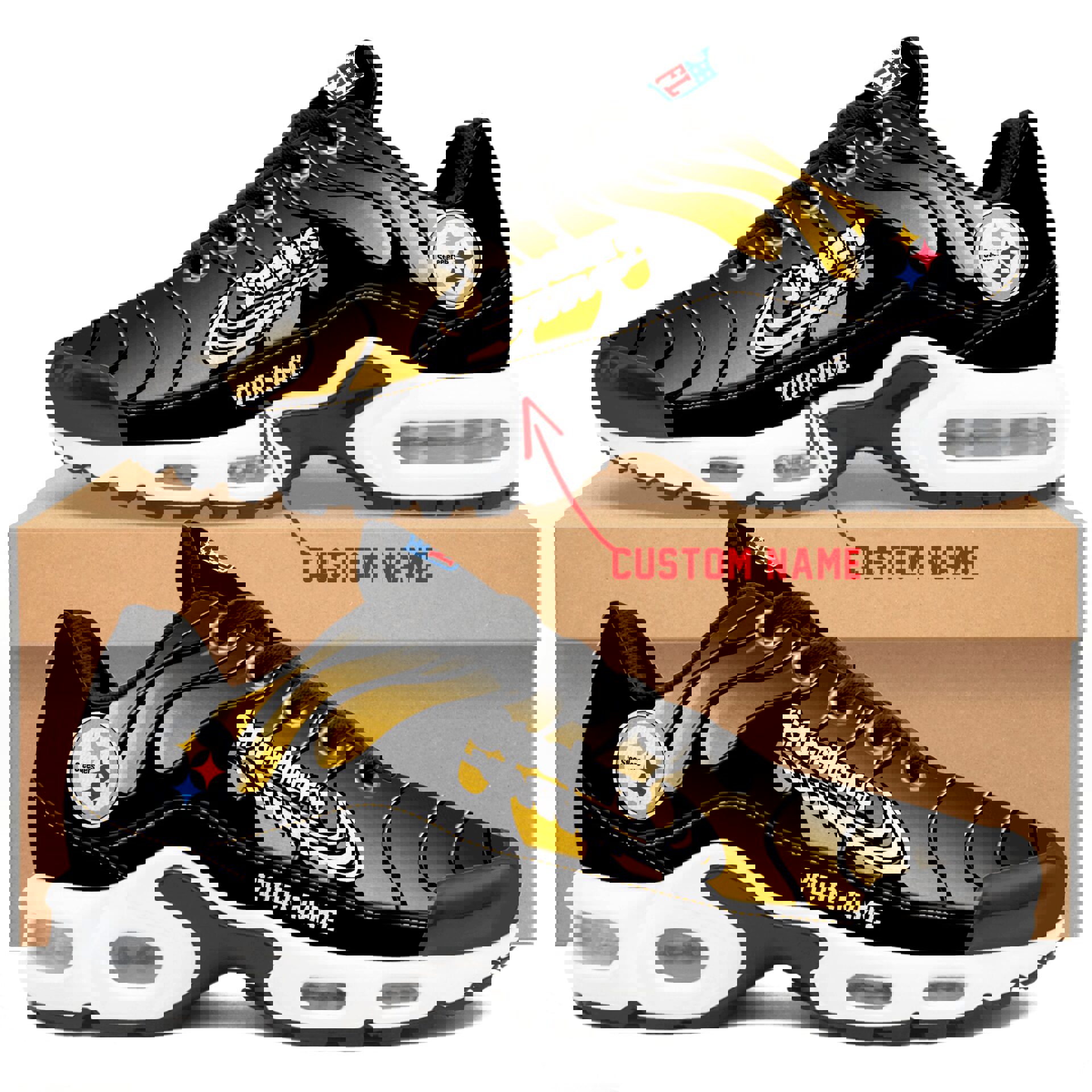 2025 Black Gold Wave Unisex Air Sole Sneakers