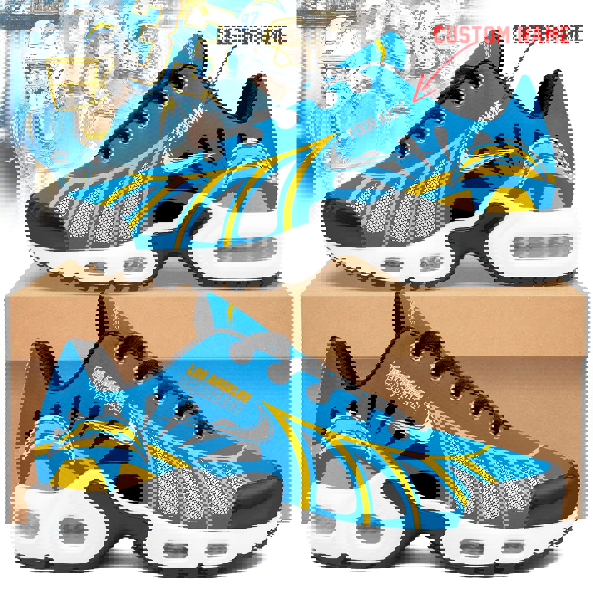 2025 Blue and Yellow Web Runner with Air Cushion Sole