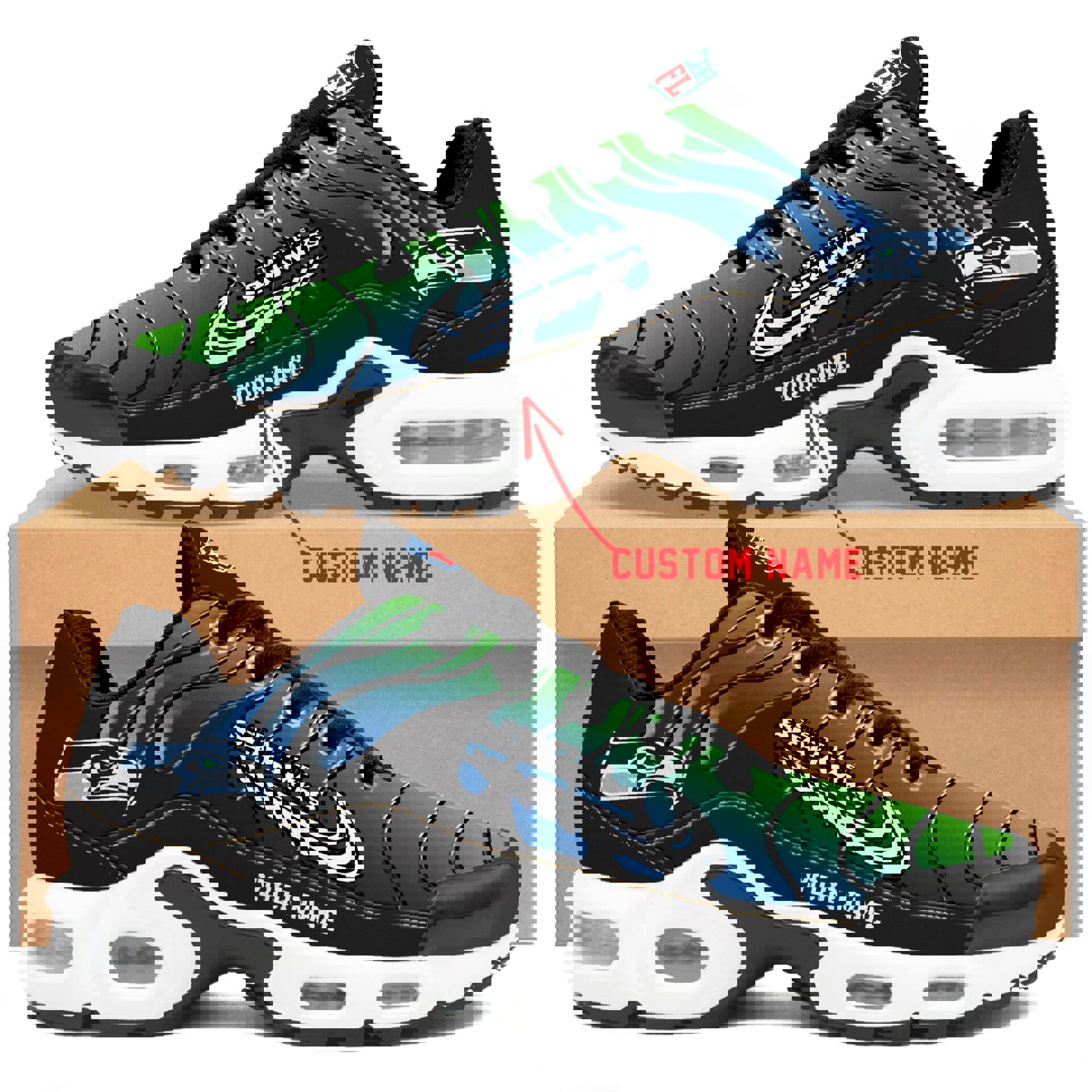 2025 Blue Green Wave Unisex Air Sole Sneakers