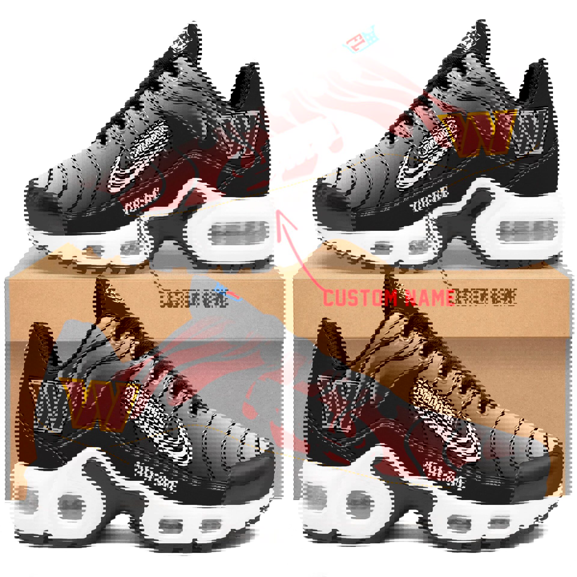 2025 Burgundy Black Wave Unisex Air Sole Sneakers