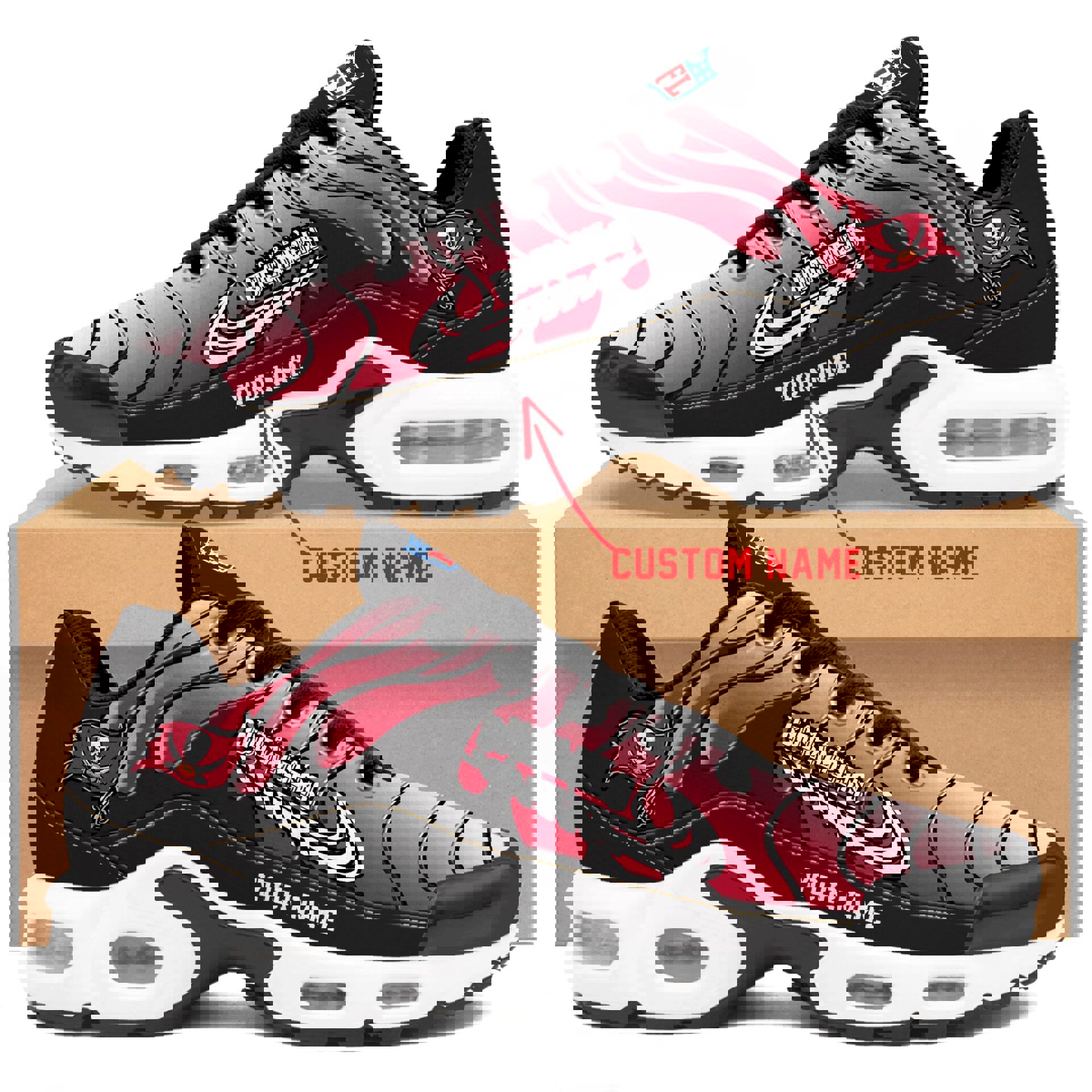 2025 Crimson Black Wave Air Sole Unisex Sneakers