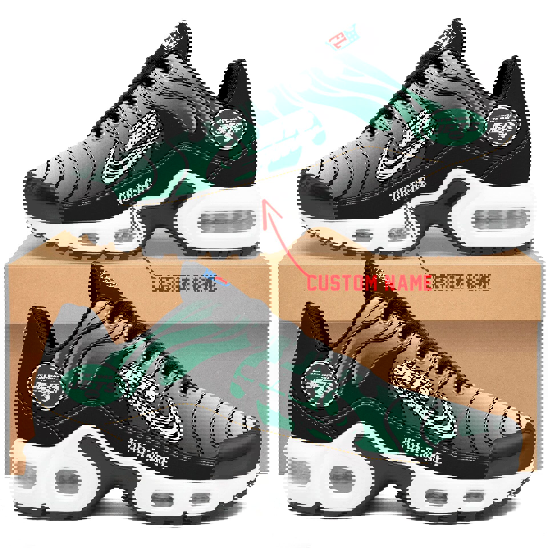 2025 Custom Green Wave Air Sole Unisex Sneakers