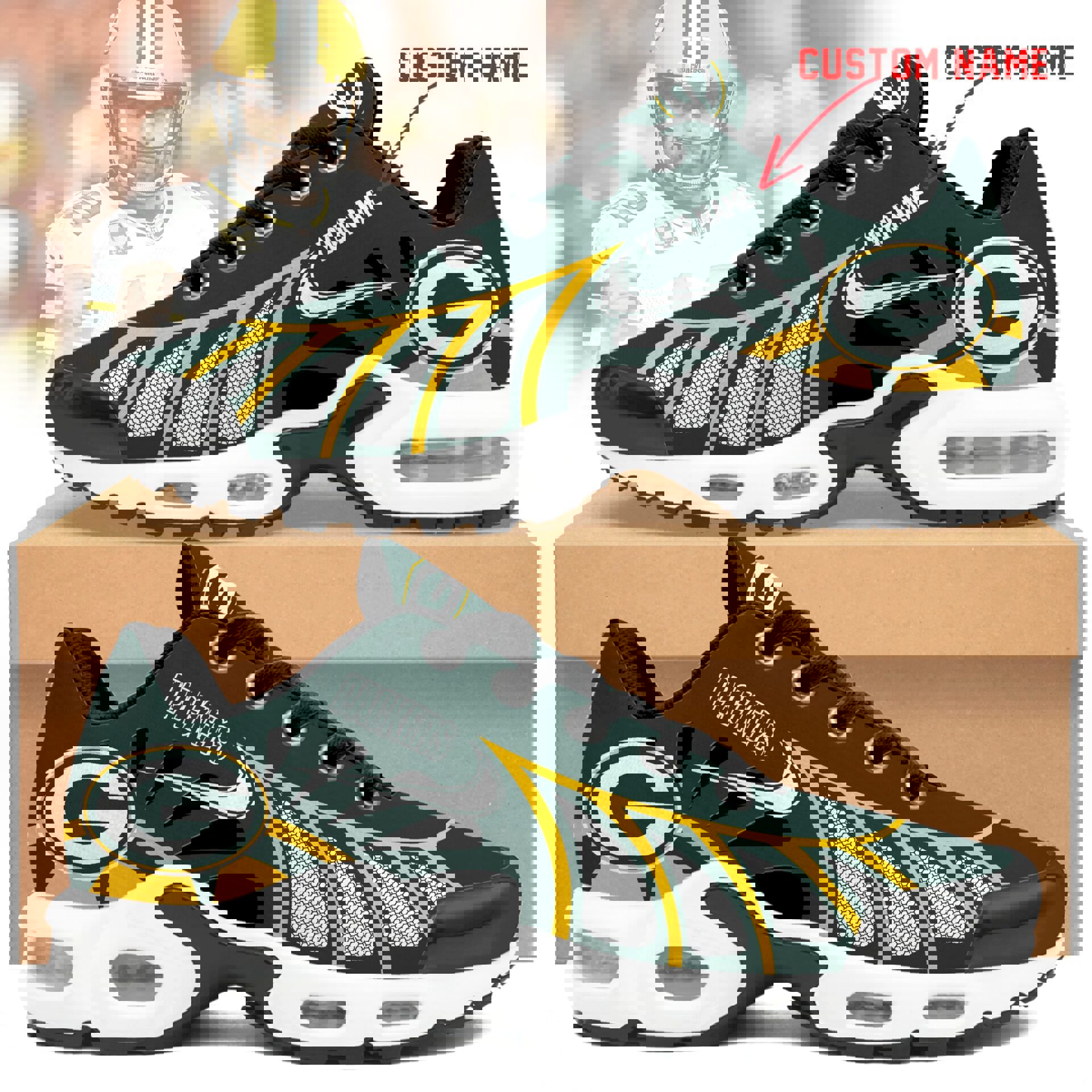 2025 Dark Green Flame Runner with Yellow Mesh Panels