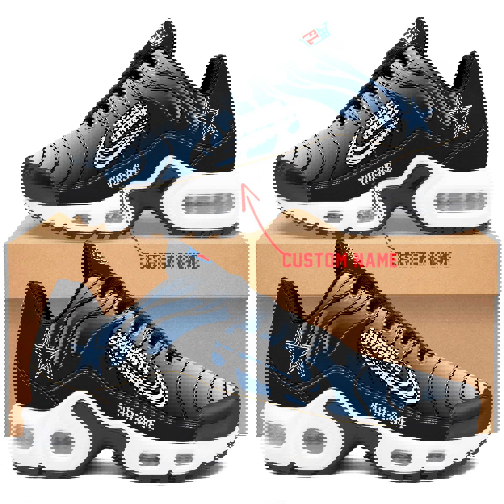 2025 Gradient Navy Flame Runner with Custom Air Sole