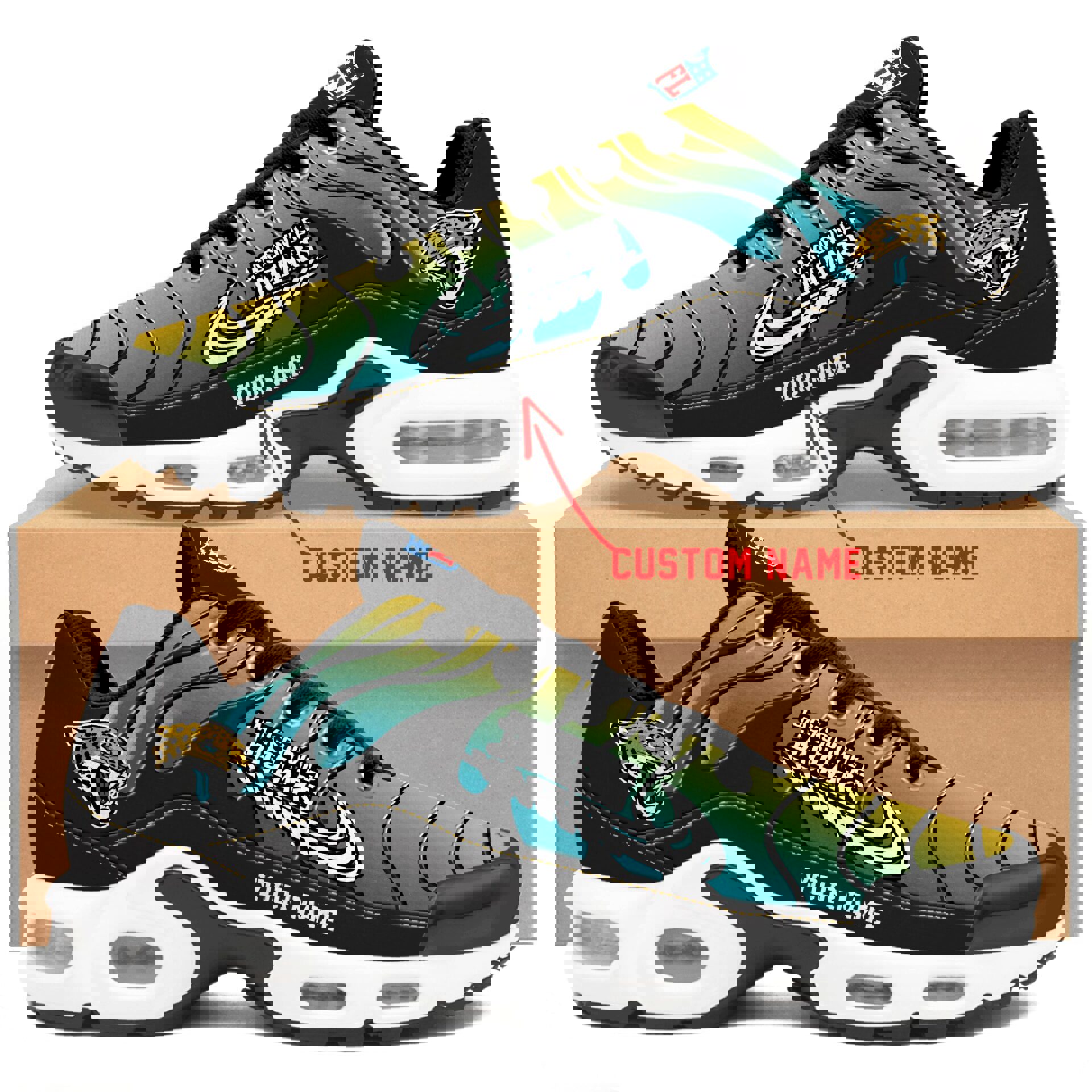 2025 Gradient Teal-Gold Flame Runner with Air Sole