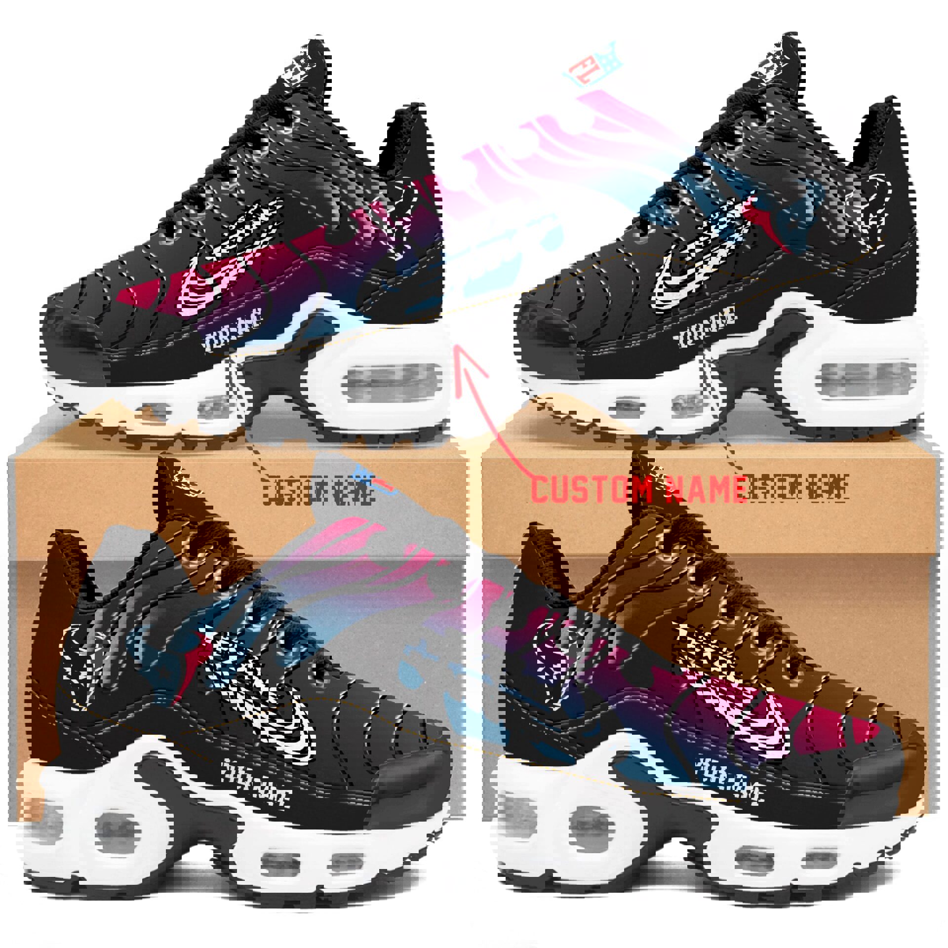 2025 Maroon-Navy Flame Runner with Air Sole and Custom Tag