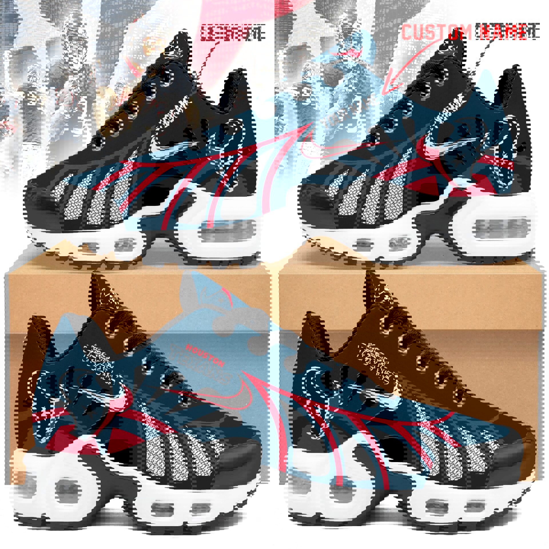 2025 Navy Red Runner with Mesh Panels and Custom Tag