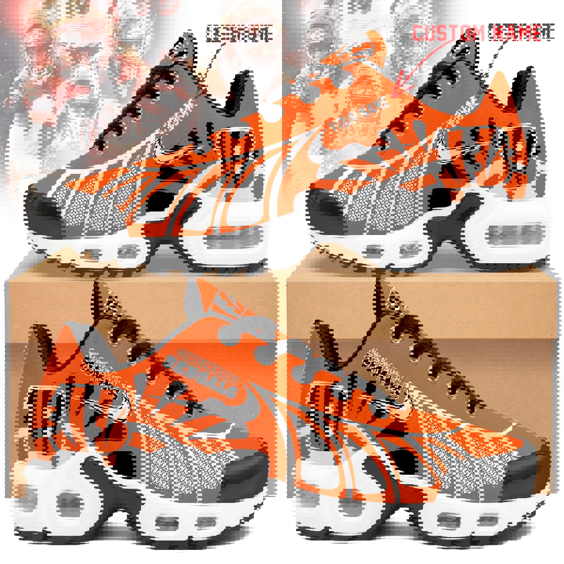 2025 Orange Mesh Runner with Black Sunburst and Custom Panel