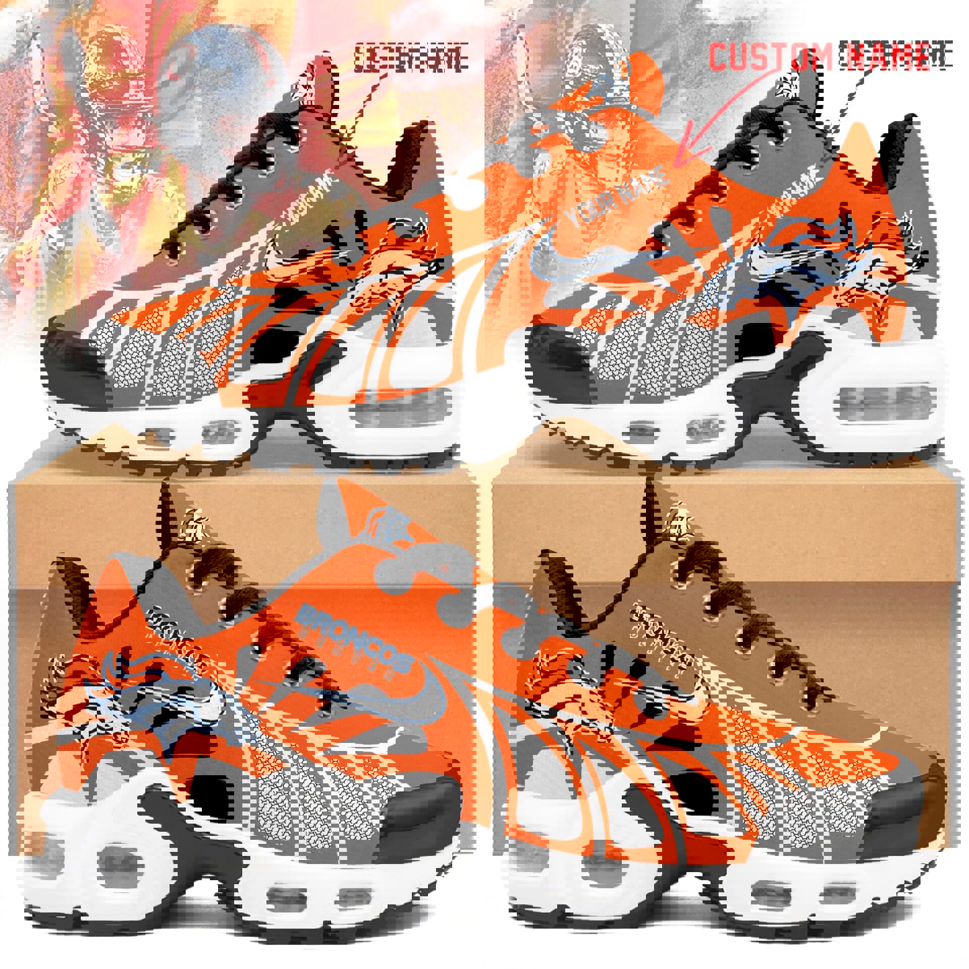 2025 Orange Mesh Runner with White Flames and Custom Tag