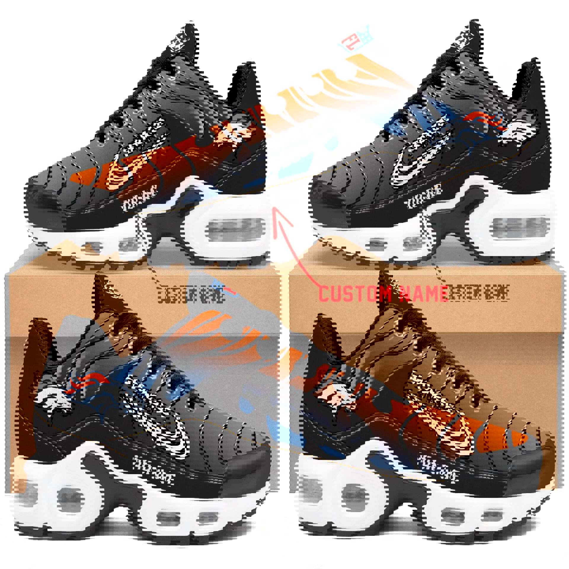 2025 Orange Navy Flame Runner with Custom Air Sole