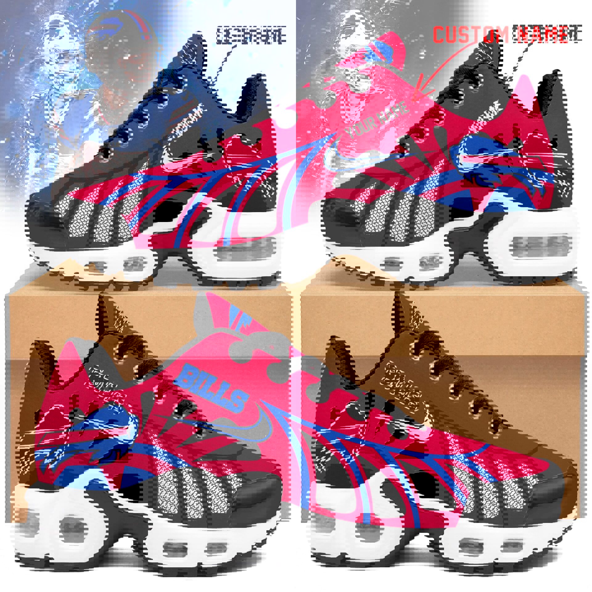 2025 Red and Blue Mesh Runner with Black Sunburst