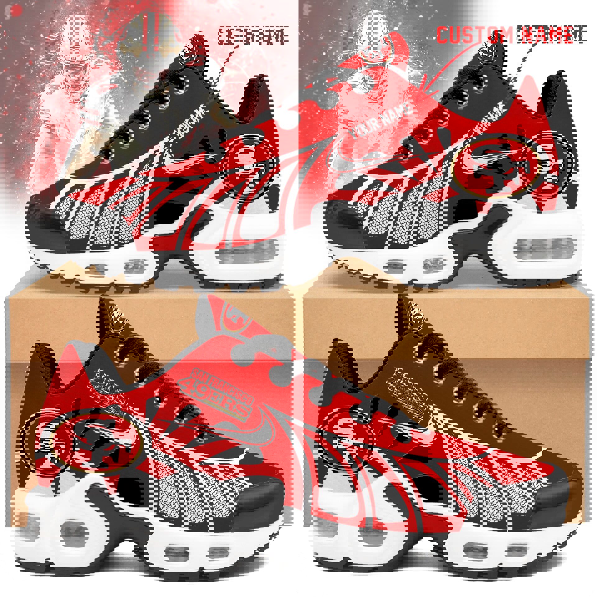 2025 Red Black Burst Mesh Unisex Air Sneakers