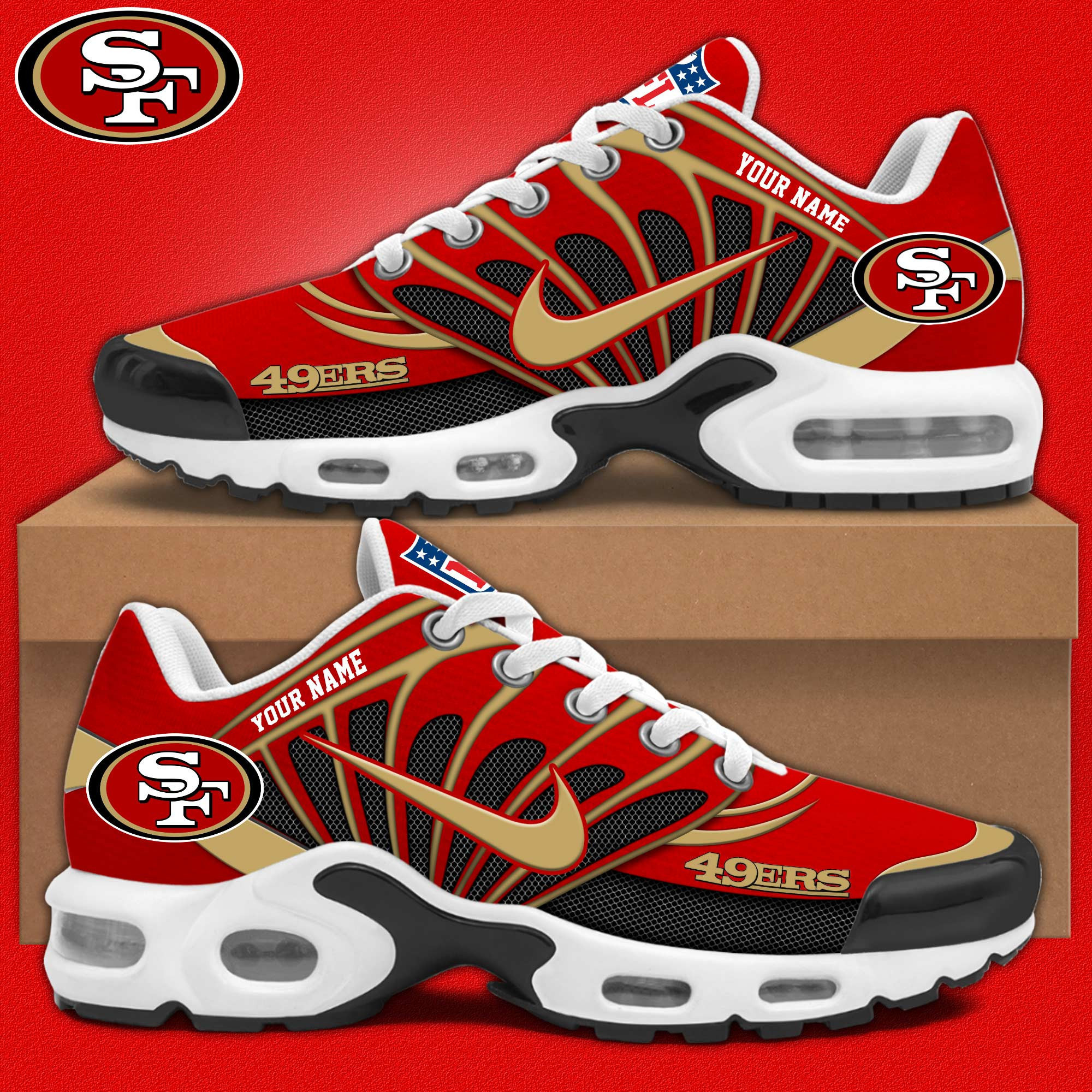 2025 Red Gold Burst Unisex Air Sole Sneakers