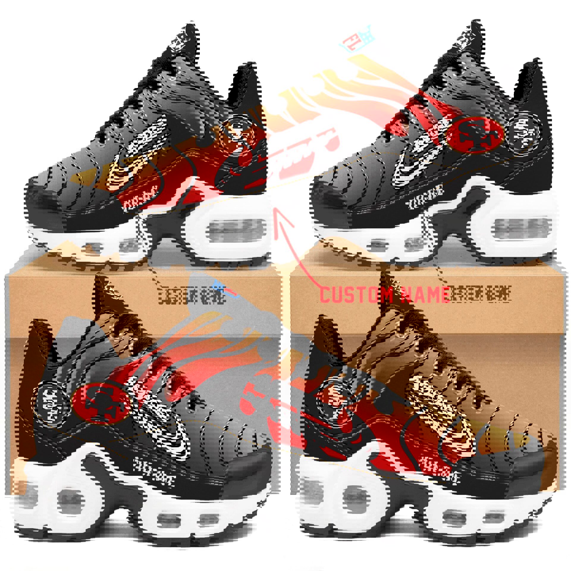 2025 Red Gold Wave Unisex Air Sole Sneakers