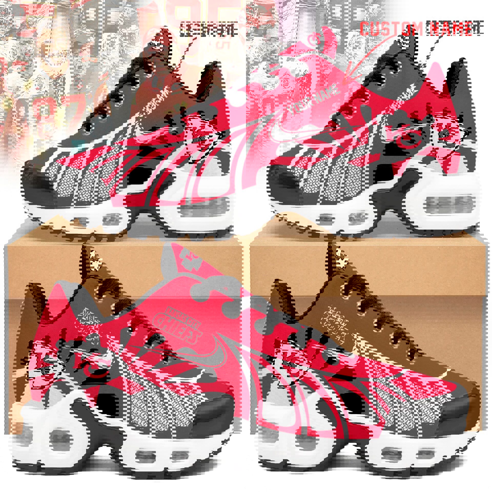 2025 Red Mesh Runner with White Web Panels and Air Sole