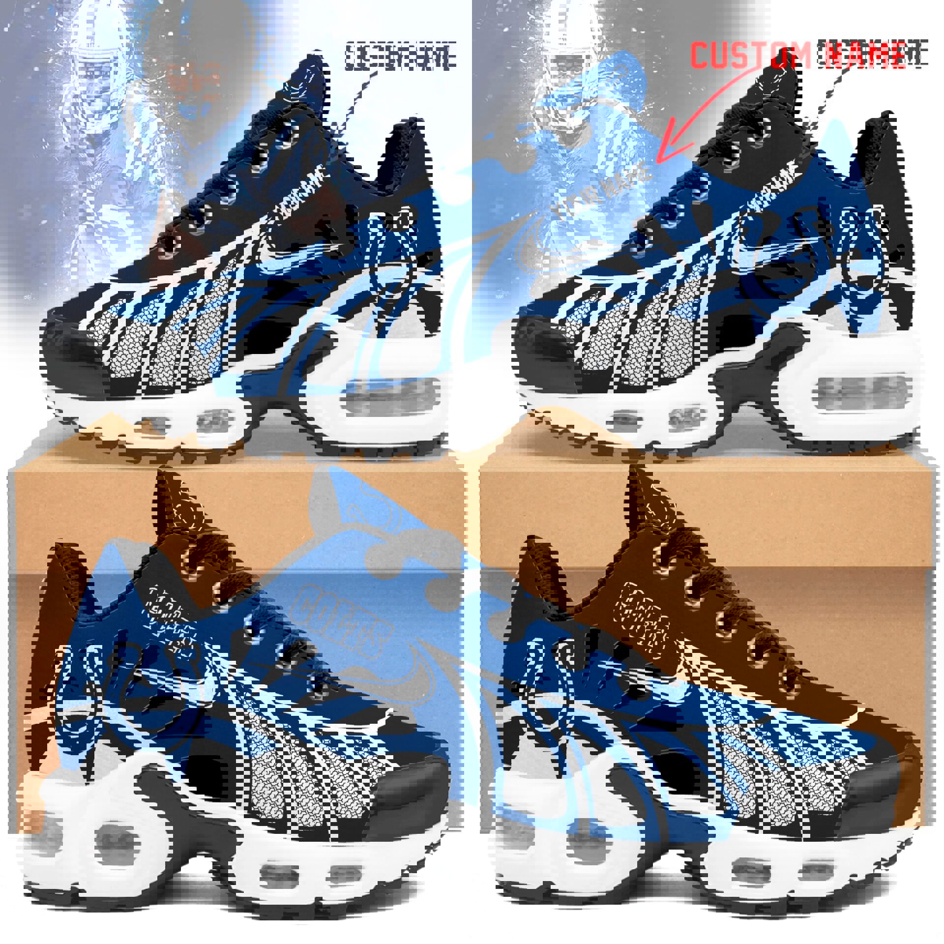 2025 Royal Blue Mesh Runner with Black Flame Accents
