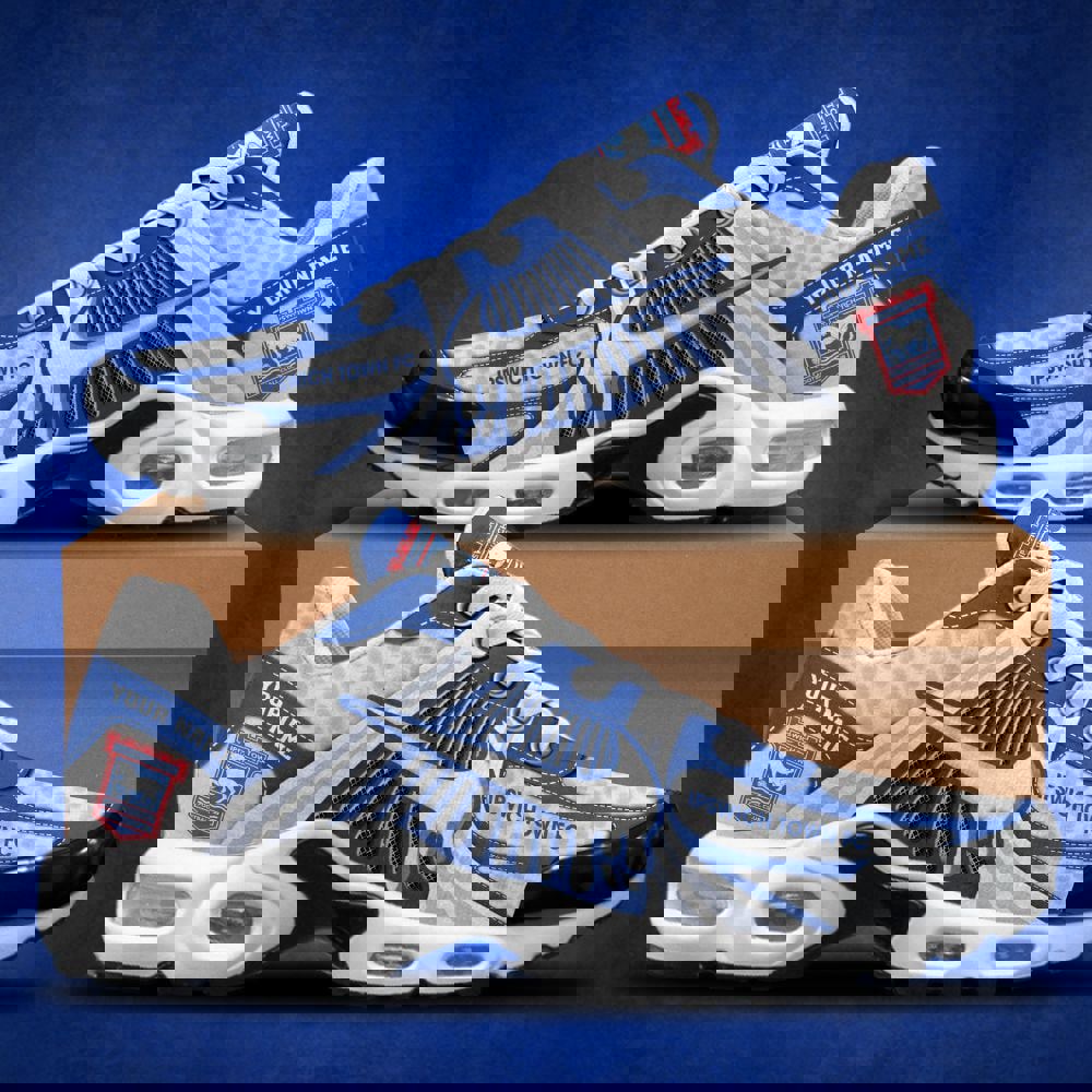 2025 White Mesh Trainer with Blue Rib Panels and Custom Tag