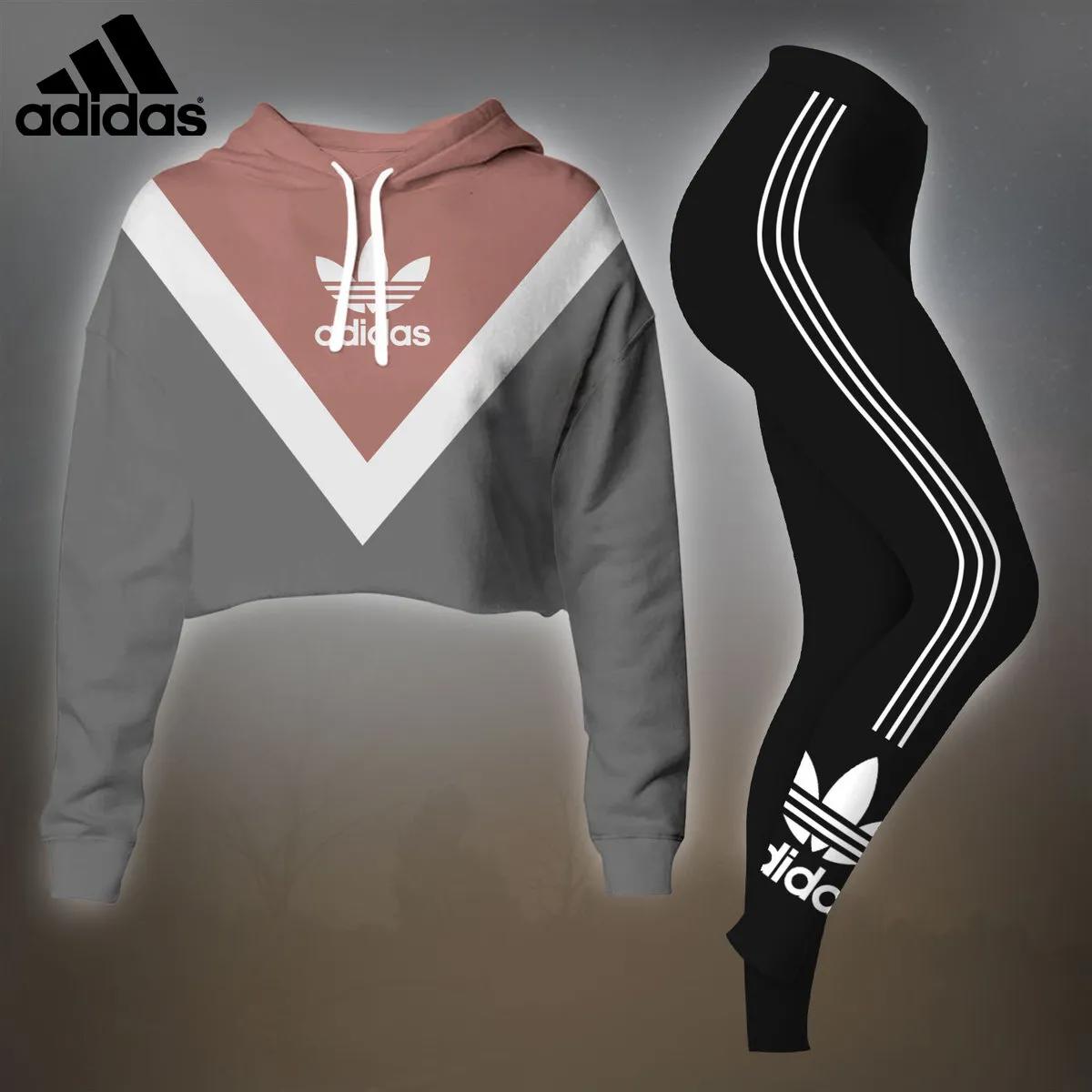 Adidas Iconic V-Neck Hoodie + Leggings Set
