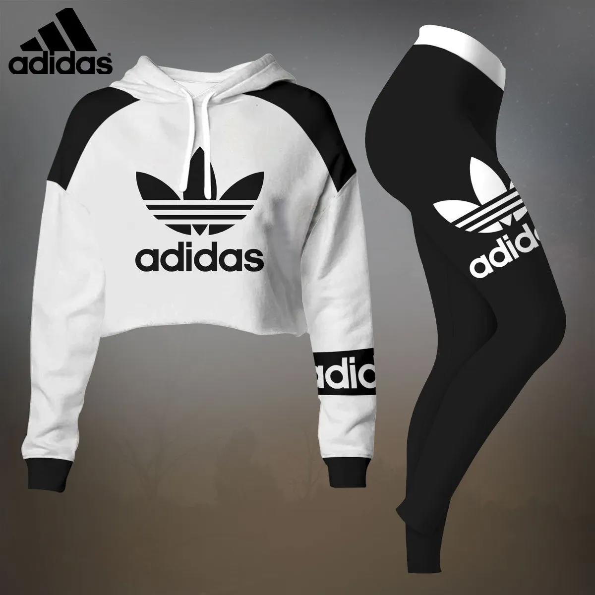 Adidas Statement Hoodie and Pants Set in Bold Black and White