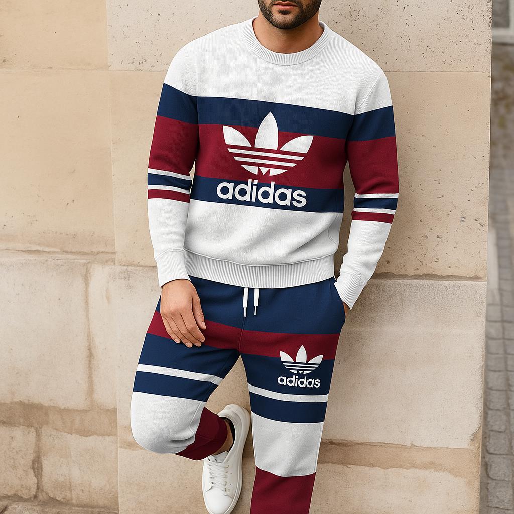 Adidas Striped Sweater And Pants Set – Edgy Luxe Outfit