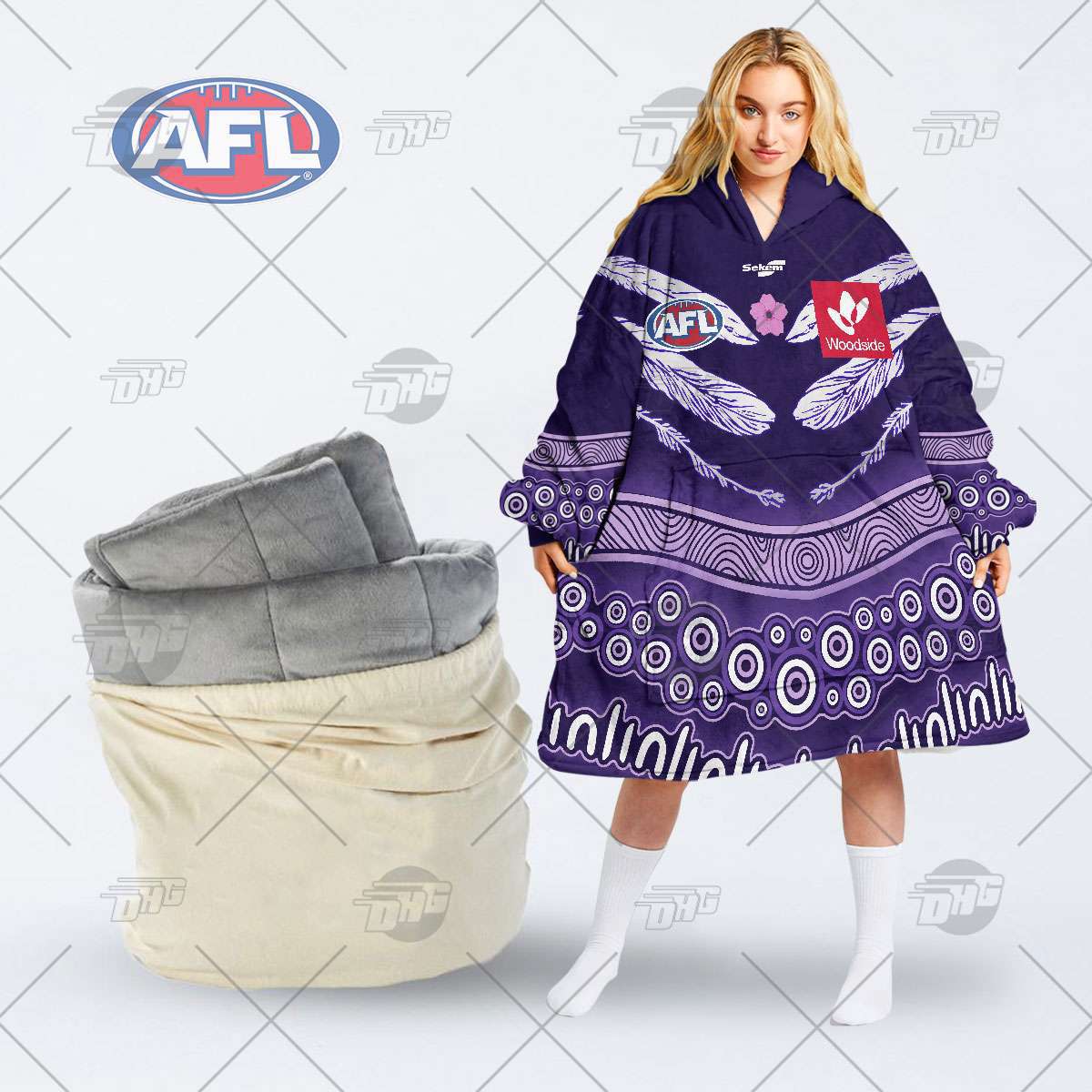 AFL x Sekem Purple Feathered Blanket Coat
