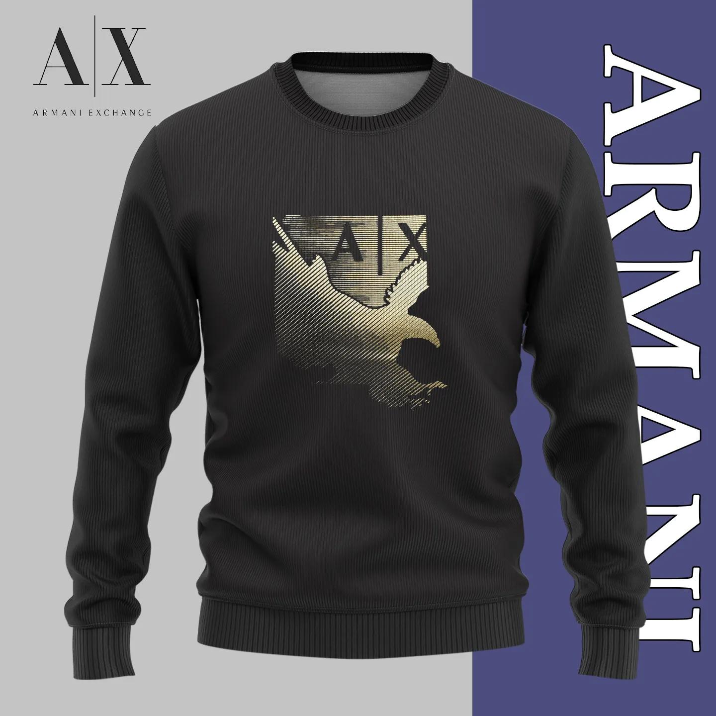 Armani Exchange Chic Black Knit Eagle Sweater