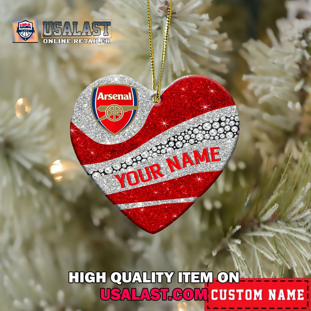 Arsenal Crystal Heart Ornament in Red and White