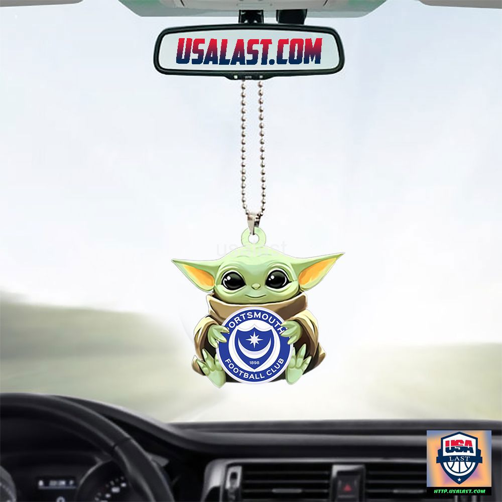 Baby Yoda Car Ornament Portsmouth FC Limited Edition Charm