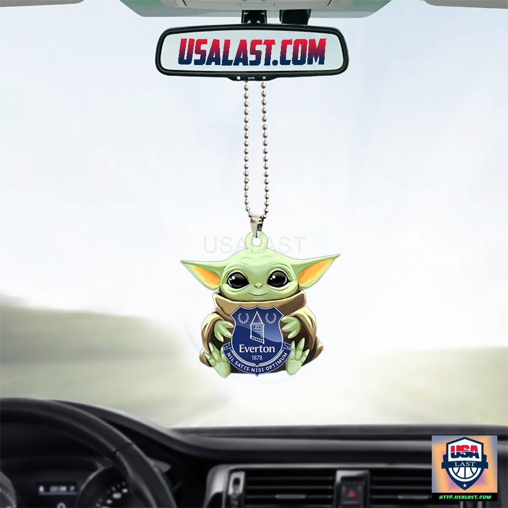 Baby Yoda Car Ornament with Everton Crest