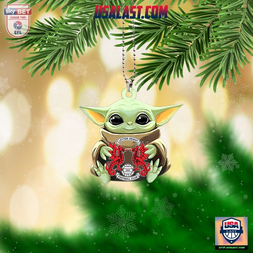 Baby Yoda Charm with Leyton Orient Crests and Festive Green Color