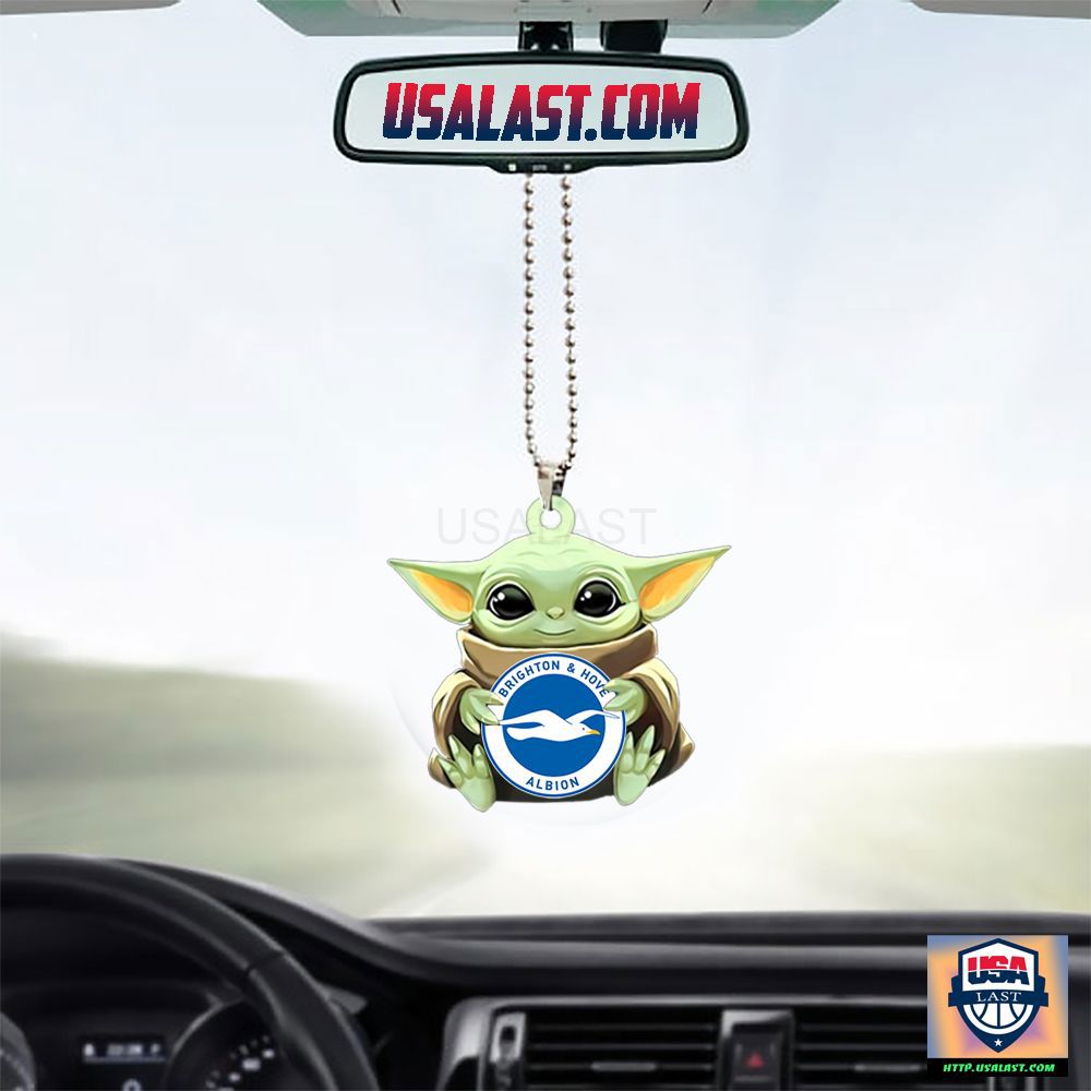 BABY YODA HUGS BRIGHTON ALBION ORNAMENT - UNIQUE CAR ACCESSORY